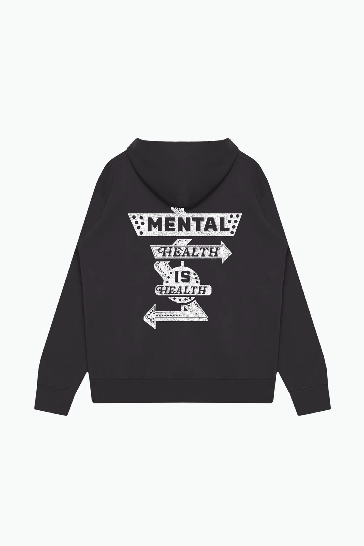 Mental Health is Health Heavyweight Pigment Dye Hoodie - Black
