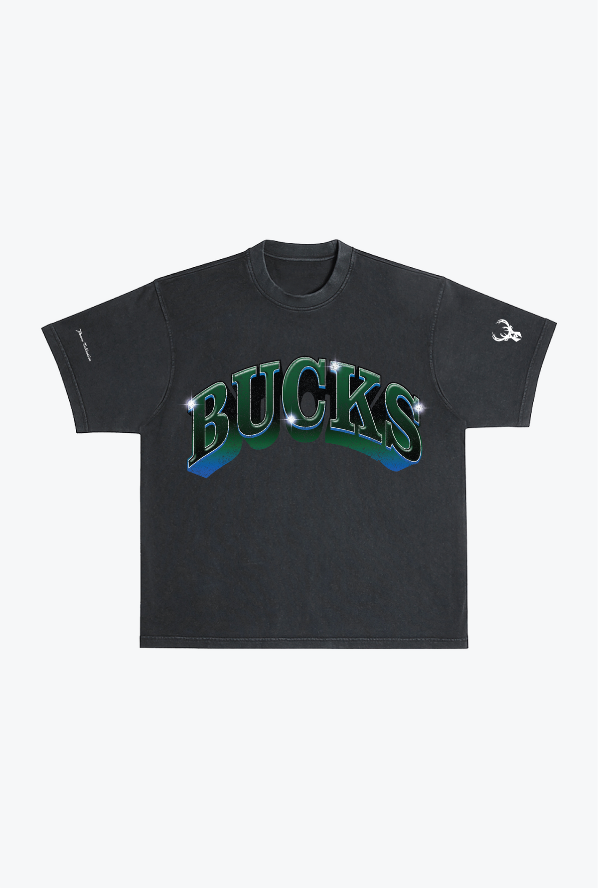 Milwaukee Bucks Graffiti Pigment Dye Heavyweight T-Shirt - Black