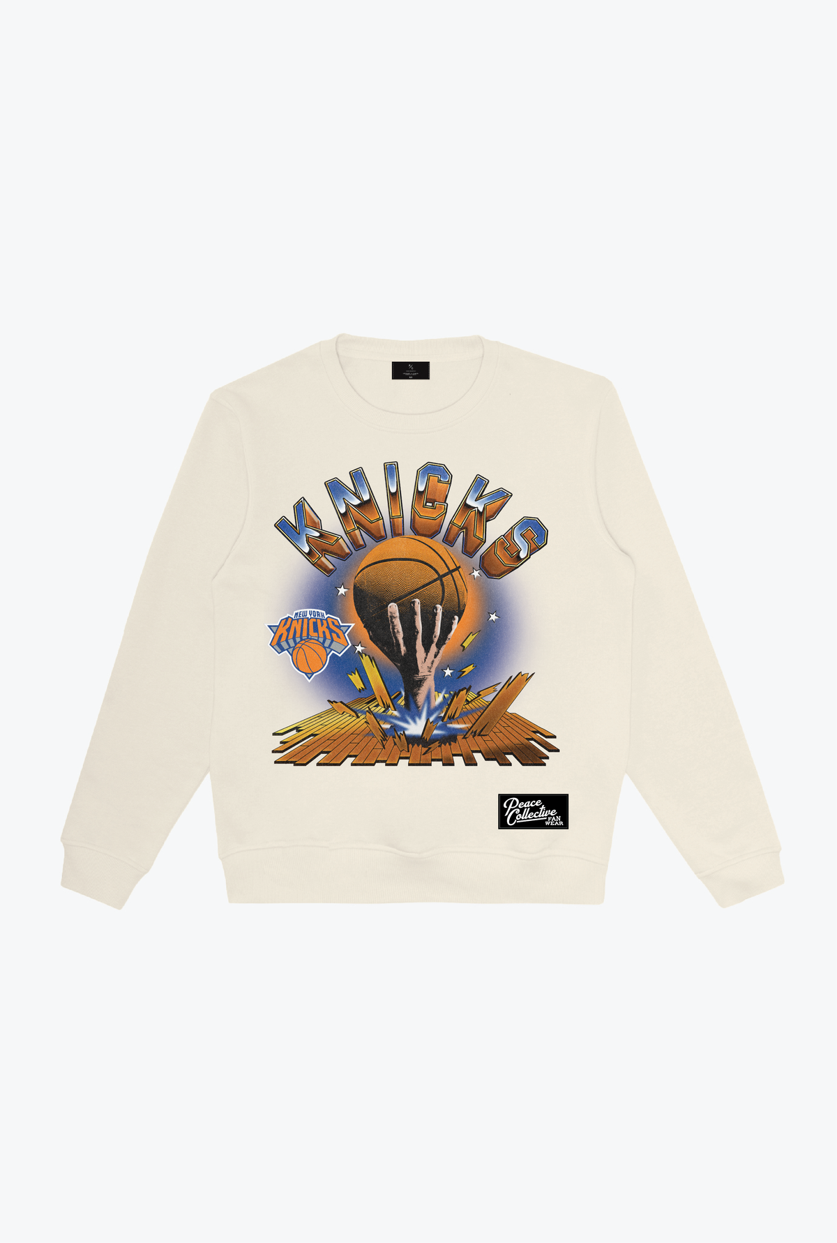 New York Knicks Vintage Clubhouse: Break through Crewneck - Ivory