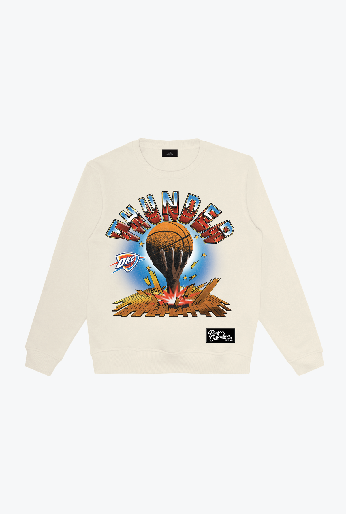 Oklahoma City Thunder Vintage Clubhouse: Break through Crewneck - Ivory