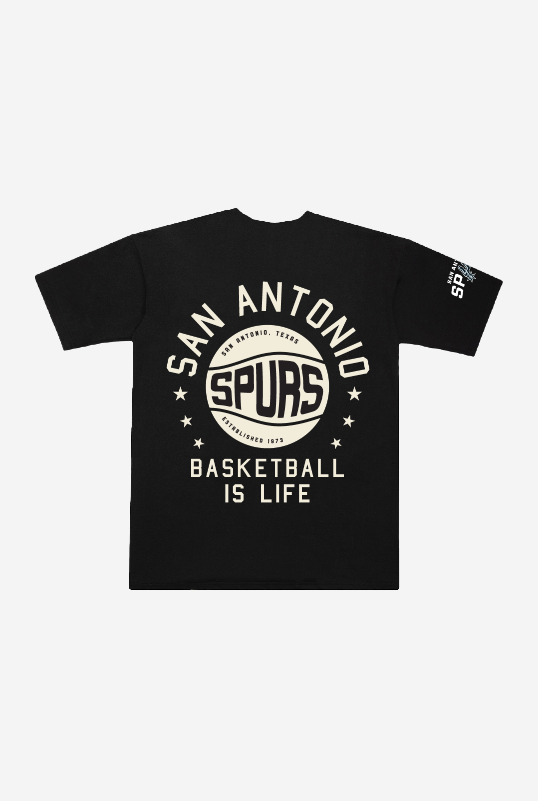 San Antonio Spurs Stadium Varsity Heavyweight T-Shirt - Black