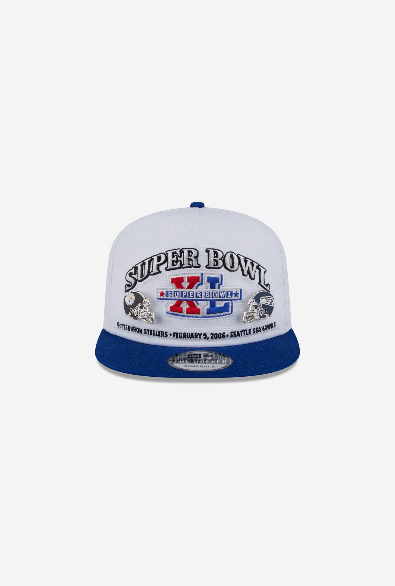 Super Bowl XL Championship Pin Golfer Hat - White