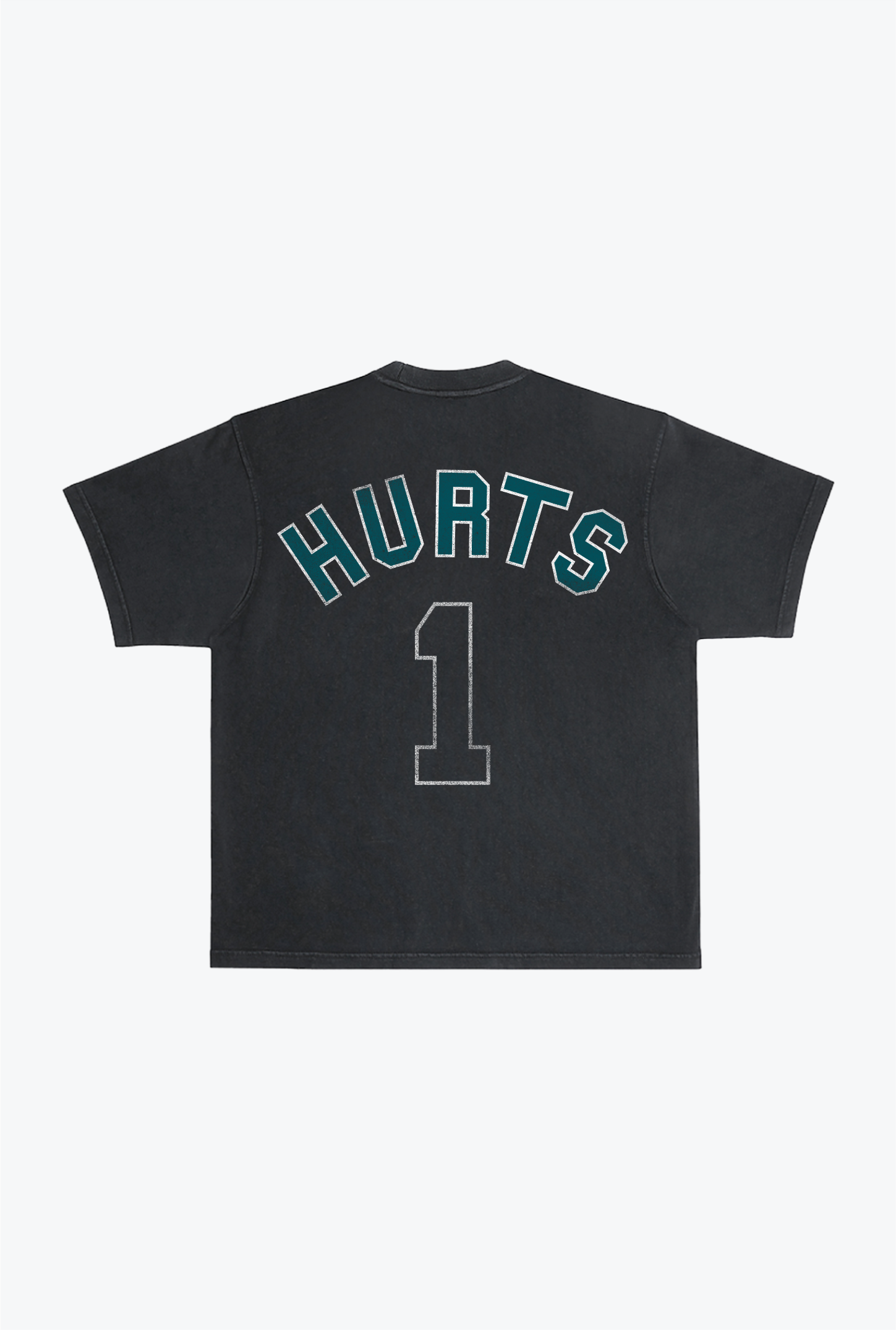 Jalen Hurts – Schweres, stückgefärbtes T-Shirt – Schwarz