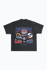 Super Bowl XXXIV : T-shirt épais teint en pièce des Rams de St. Louis contre les Titans du Tennessee - Noir