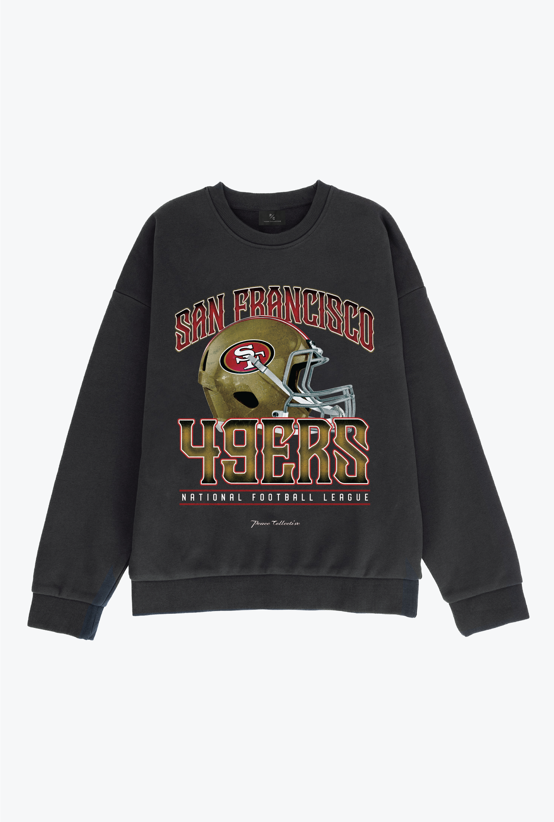 San Francisco 49ers Helmet Super Heavy Crewneck - Black