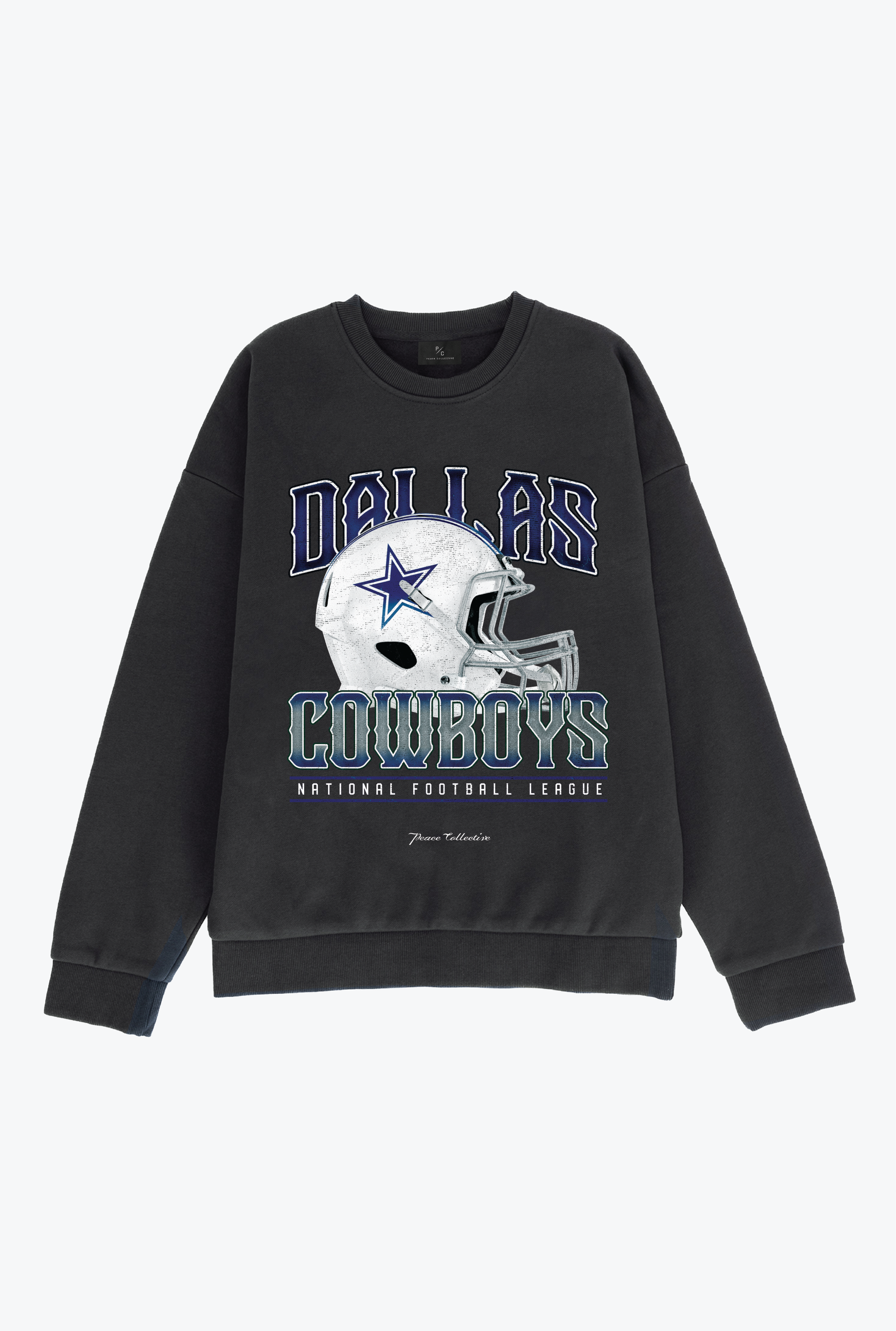 Dallas Cowboys Helmet Super Heavy Crewneck - Black