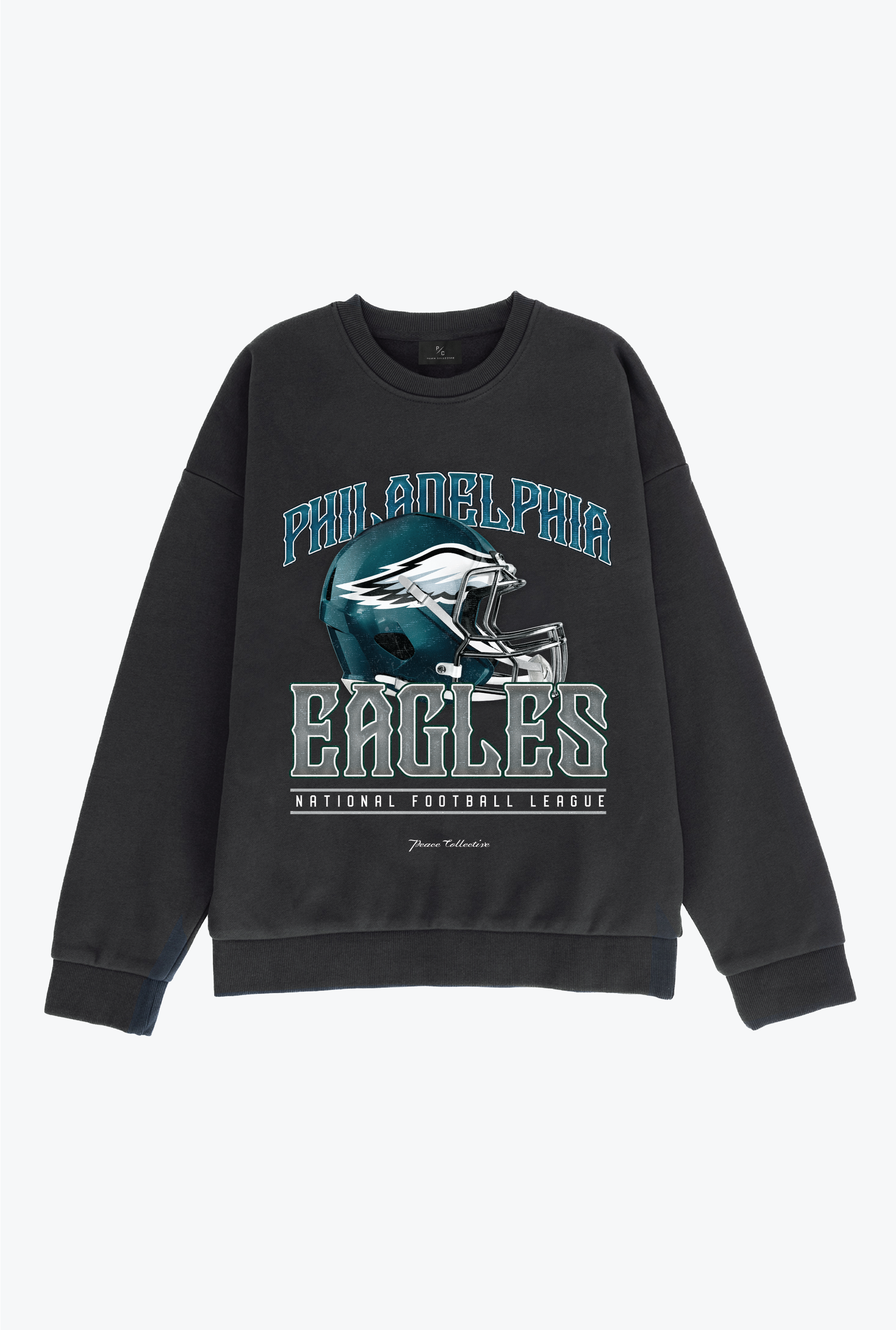 Philadelphia Eagles Helmet Super Heavy Crewneck - Black