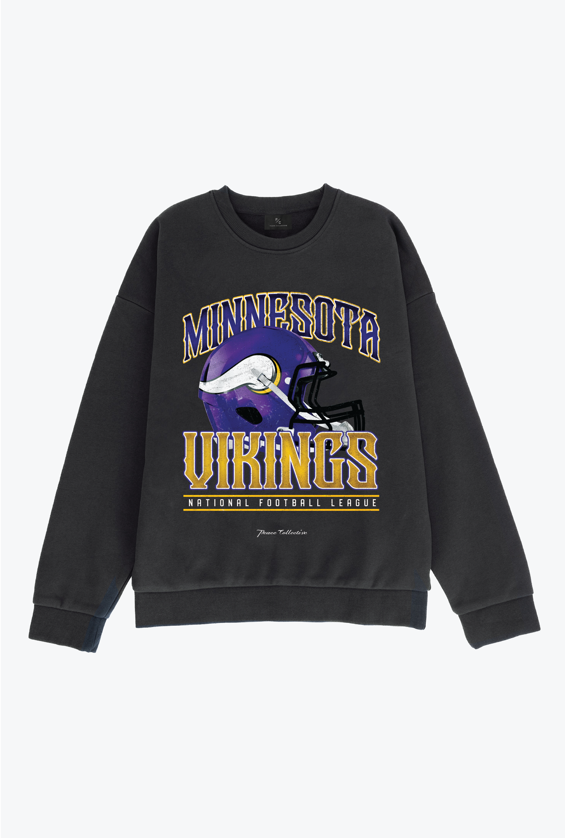 Minnesota Vikings Helmet Super Heavy Crewneck - Black