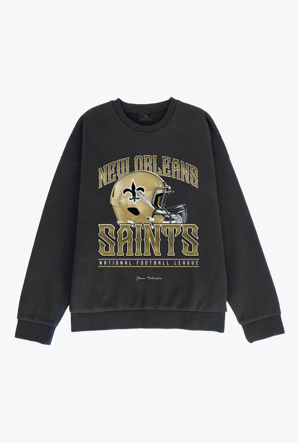 New Orleans Saints Helmet Super Heavy Crewneck - Black