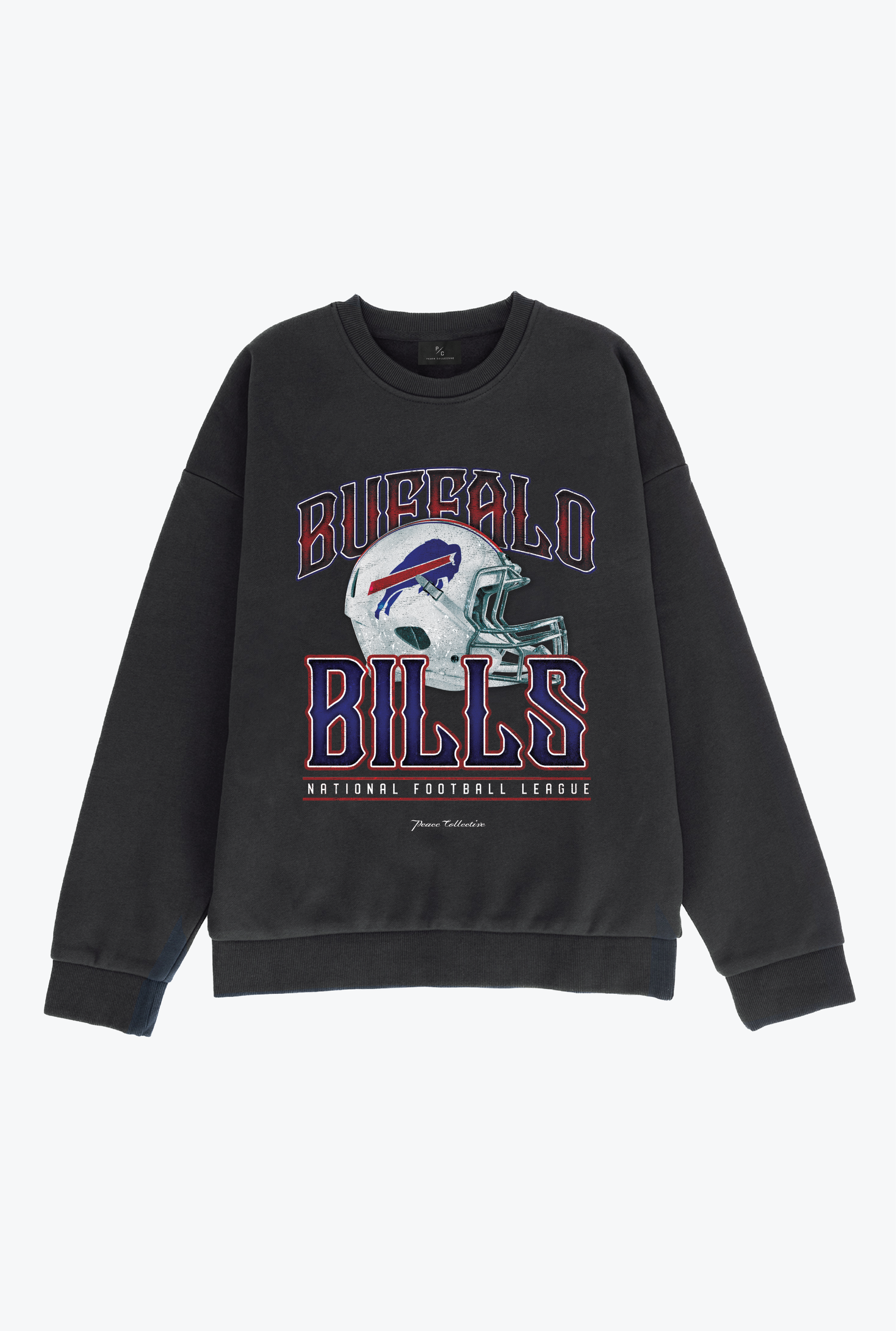 Buffalo Bills Helmet Super Heavy Crewneck - Black