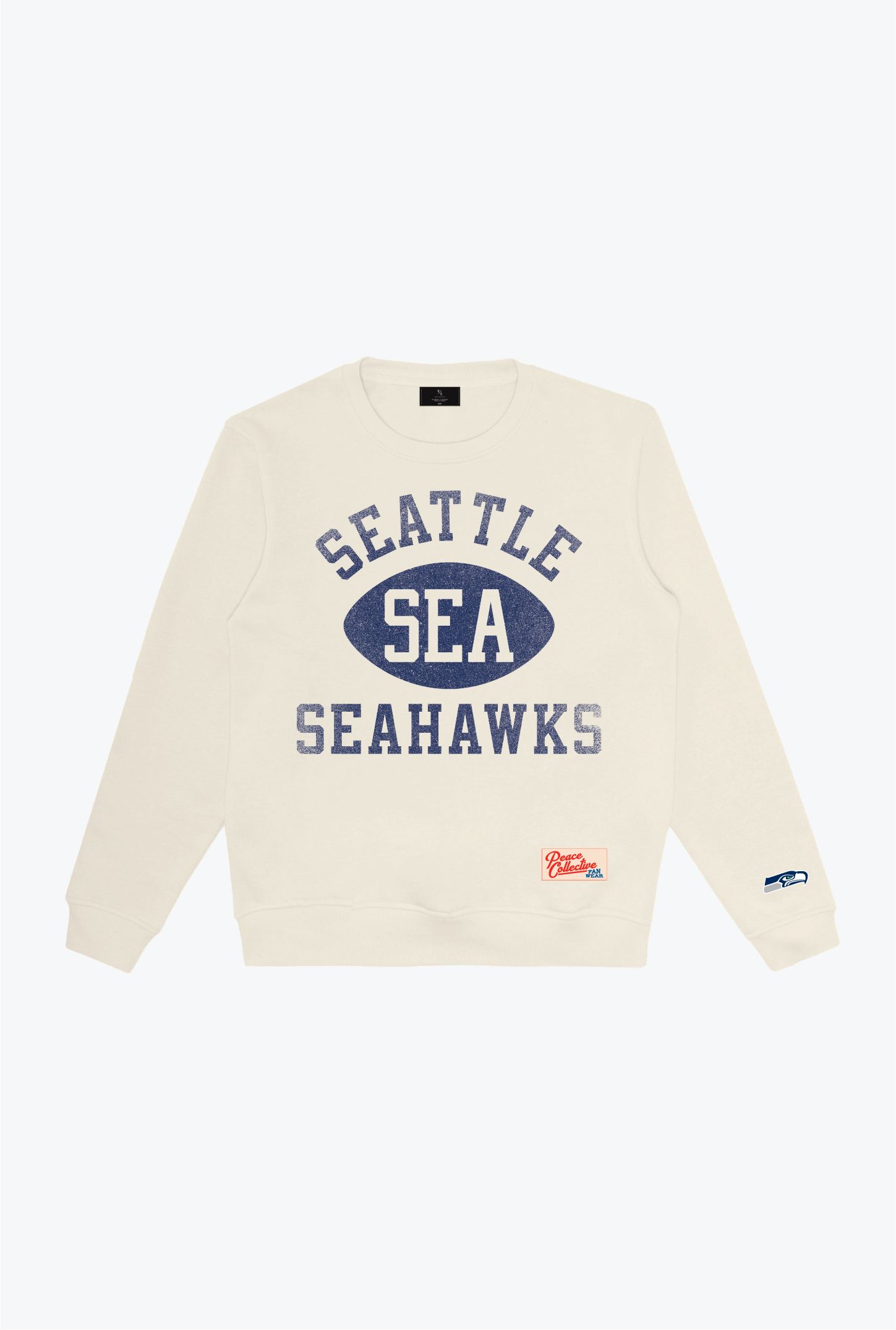 Pull ras du cou épais d'échauffement des Seattle Seahawks - Ivoire