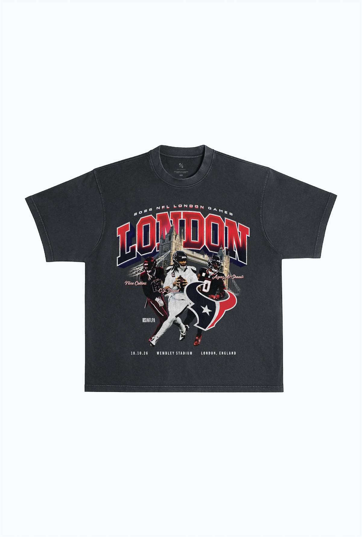 Houston Texans London Heavyweight Garment Dyed T-Shirt - Black
