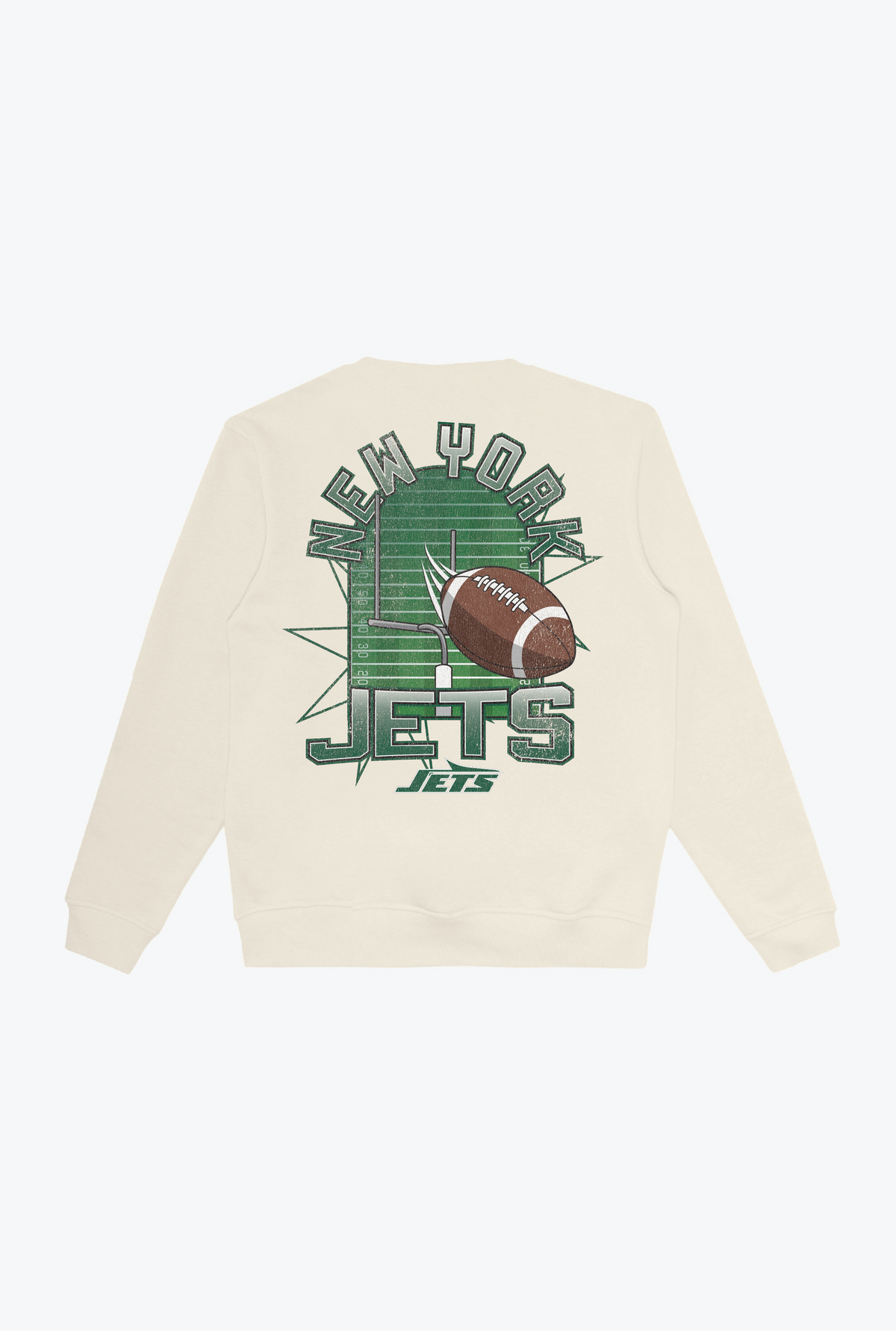 New York Jets Vintage Clubhouse Score Crewneck - Ivory