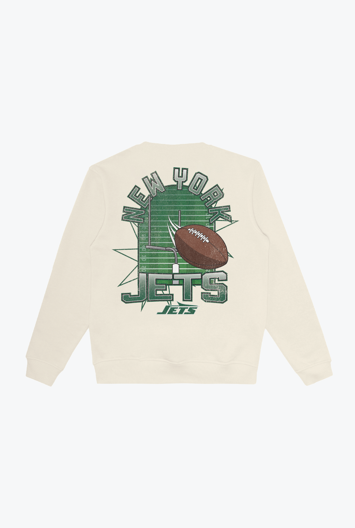 New York Jets Vintage Clubhouse Score Crewneck - Ivory