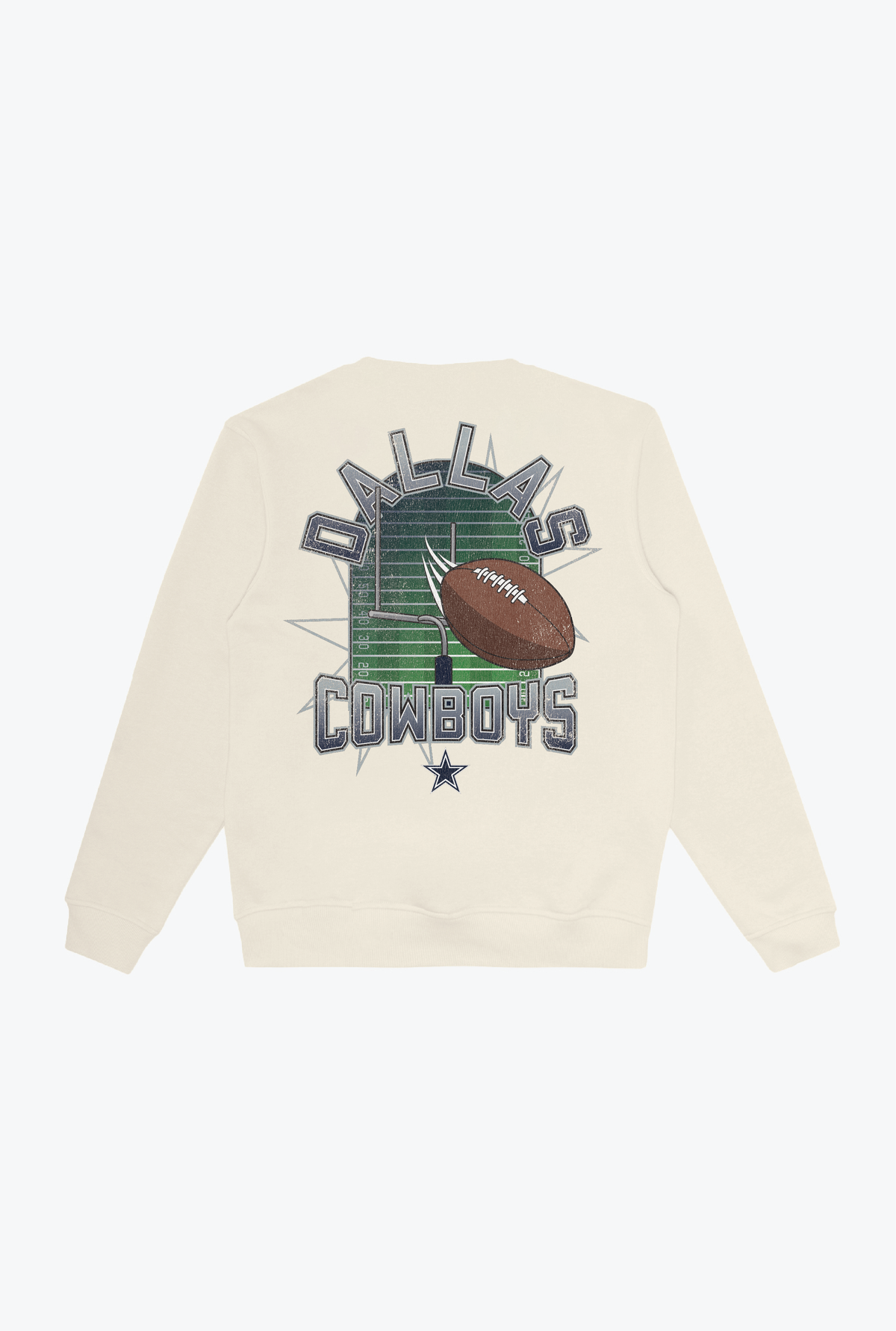 Dallas Cowboys Vintage Clubhouse Score Crewneck - Ivory