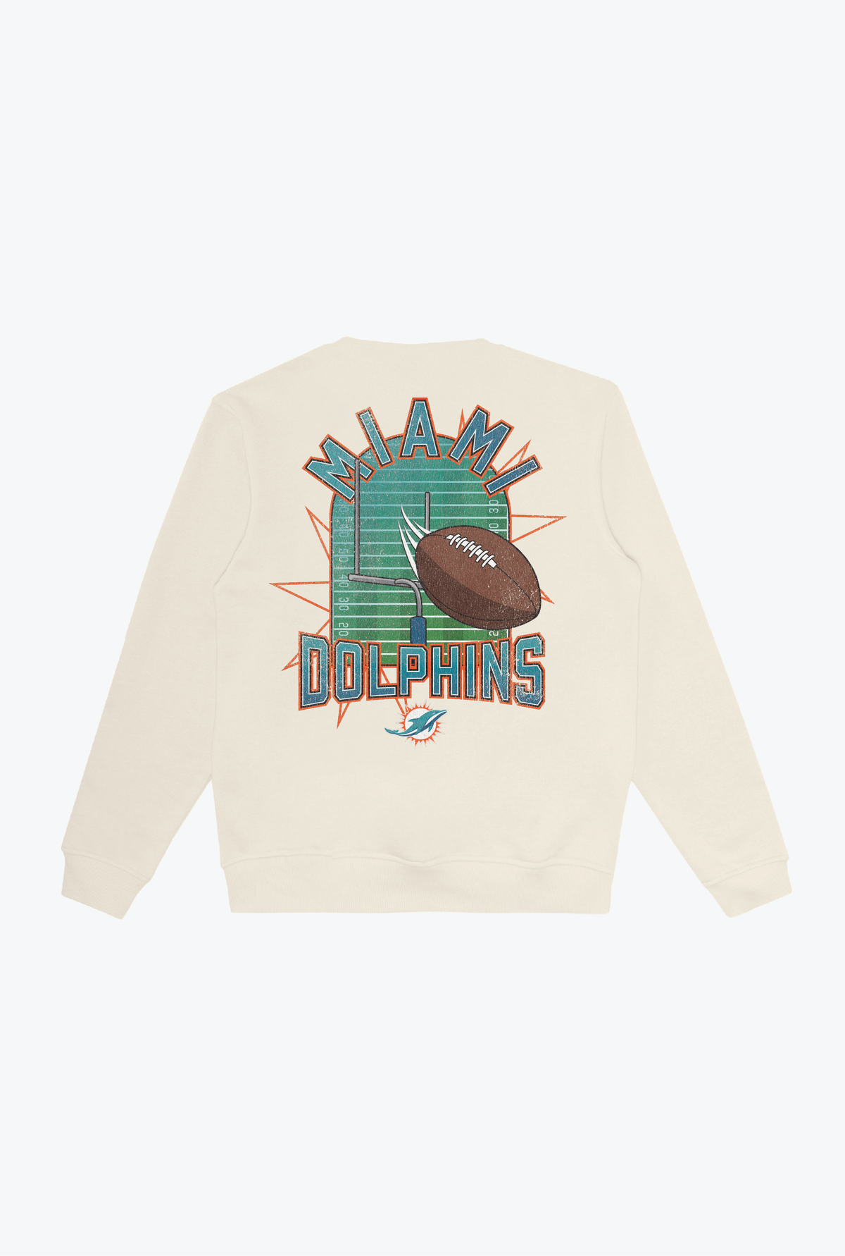 Miami Dolphins Vintage Clubhouse Score Crewneck - Ivory