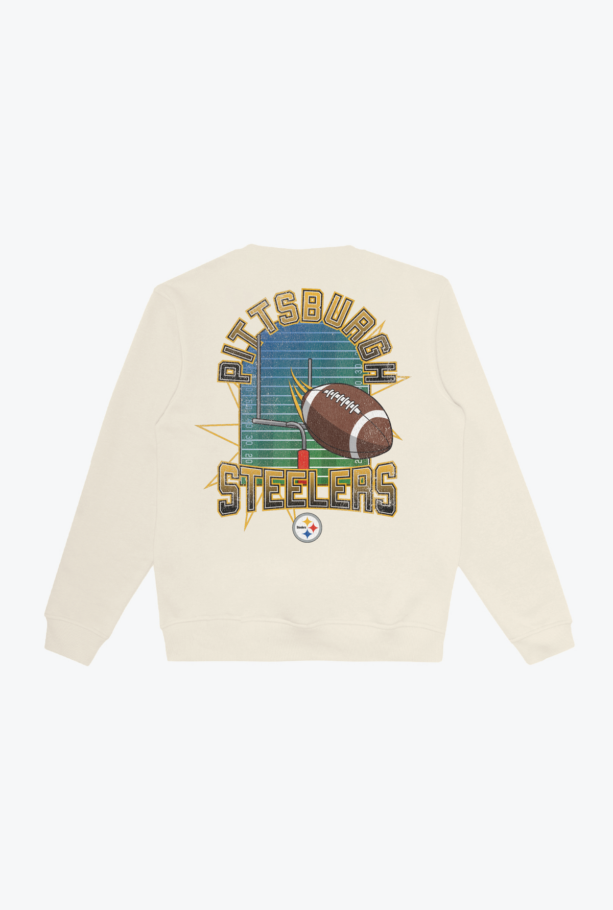 Pittsburgh Steelers Vintage Clubhouse Score Crewneck - Ivory