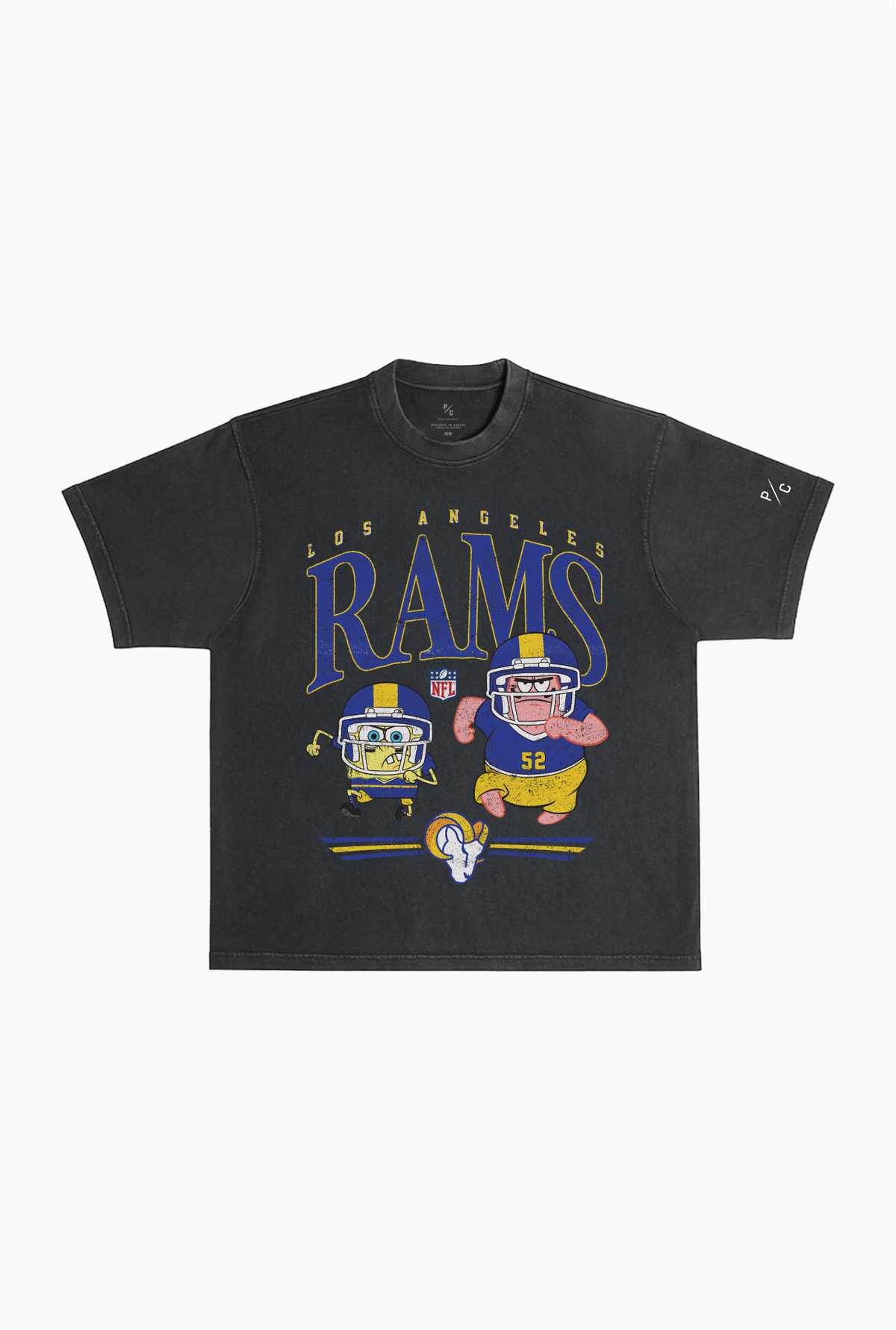Spongebob & Patrick Rush Heavy Pigment Dye T-Shirt - Los Angeles Rams