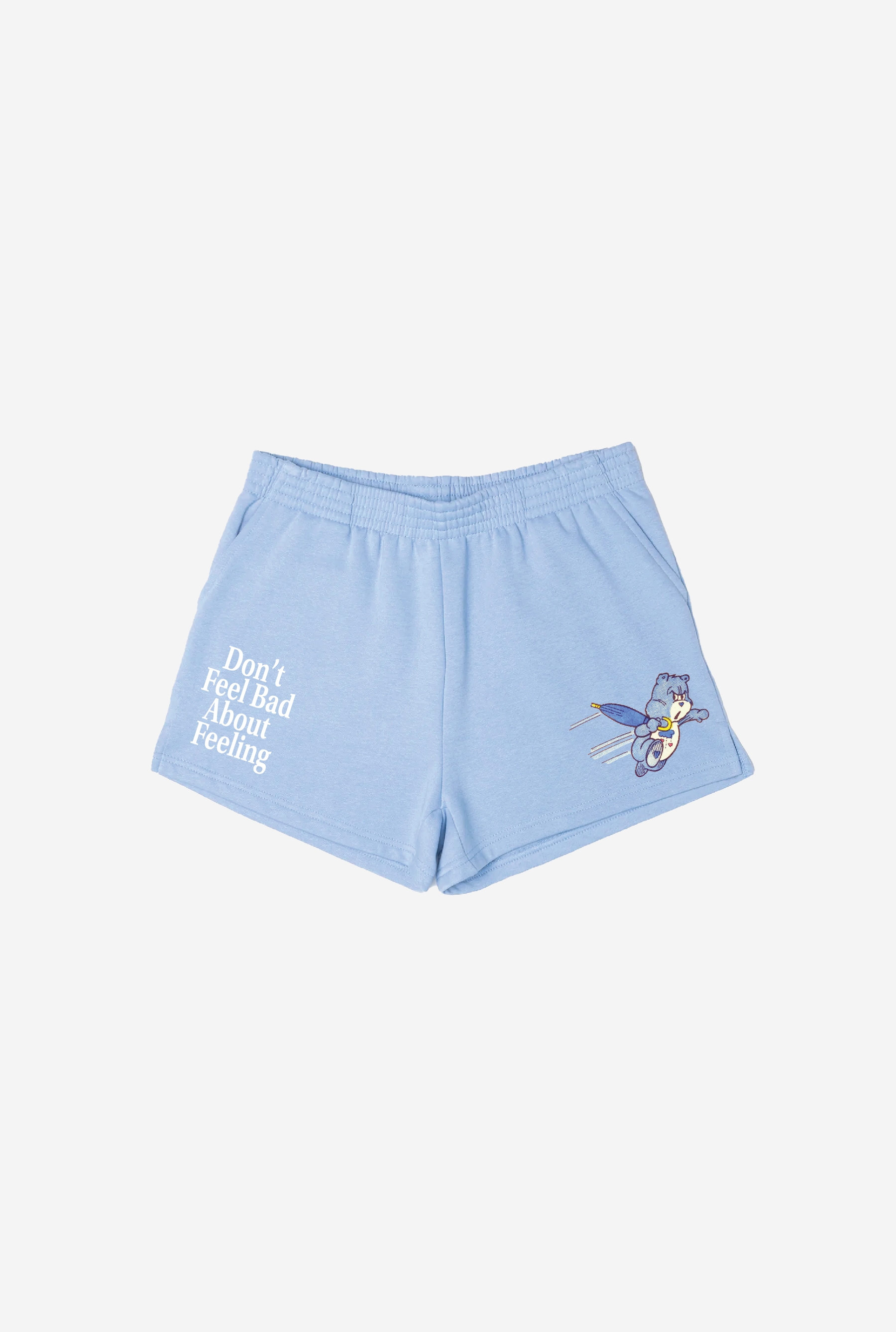 Grumpy Bear Don't Feel Bad About Feeling Women's Fleece Shorts - Vista Blue