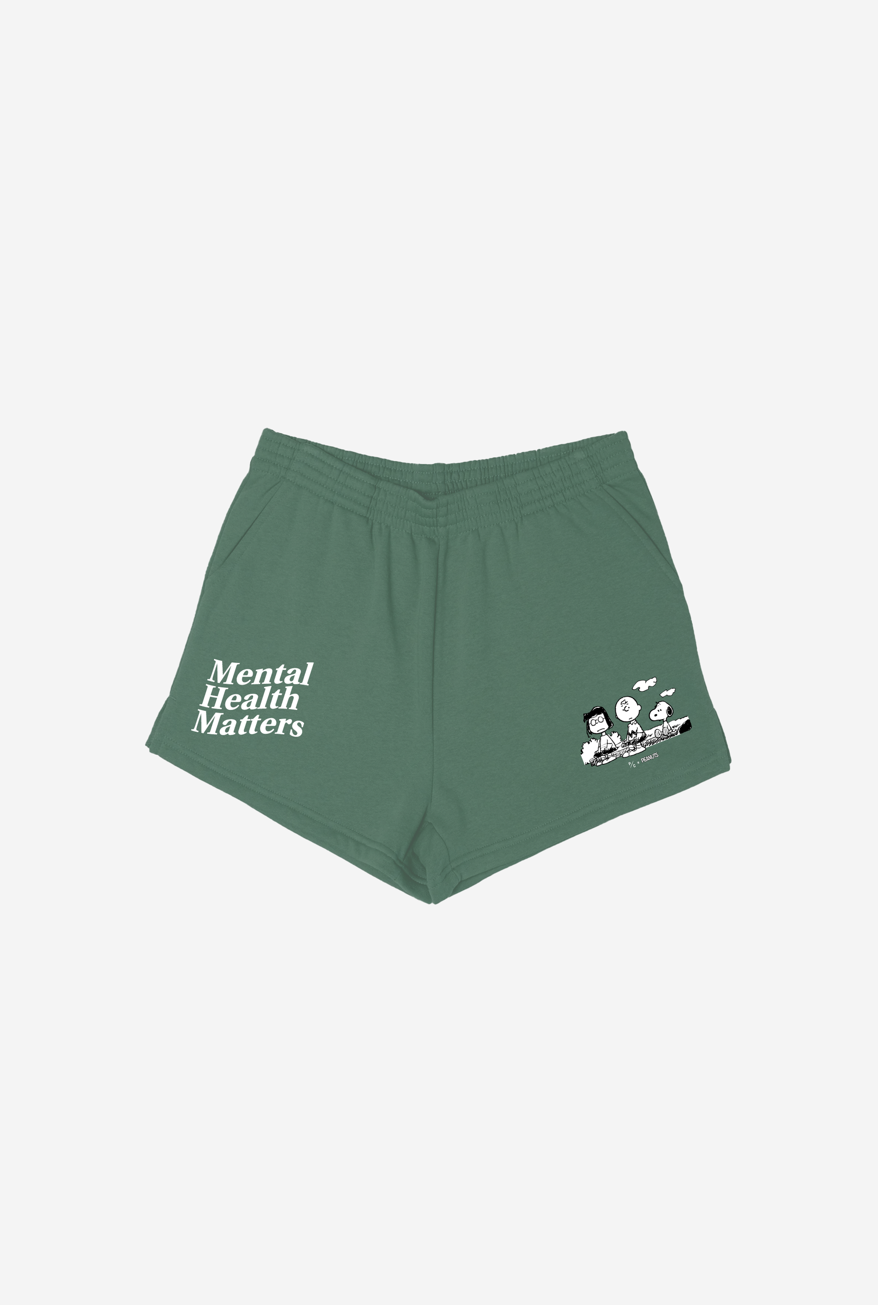 Peanuts Mental Health Matters Women's Fleece Shorts - Sage