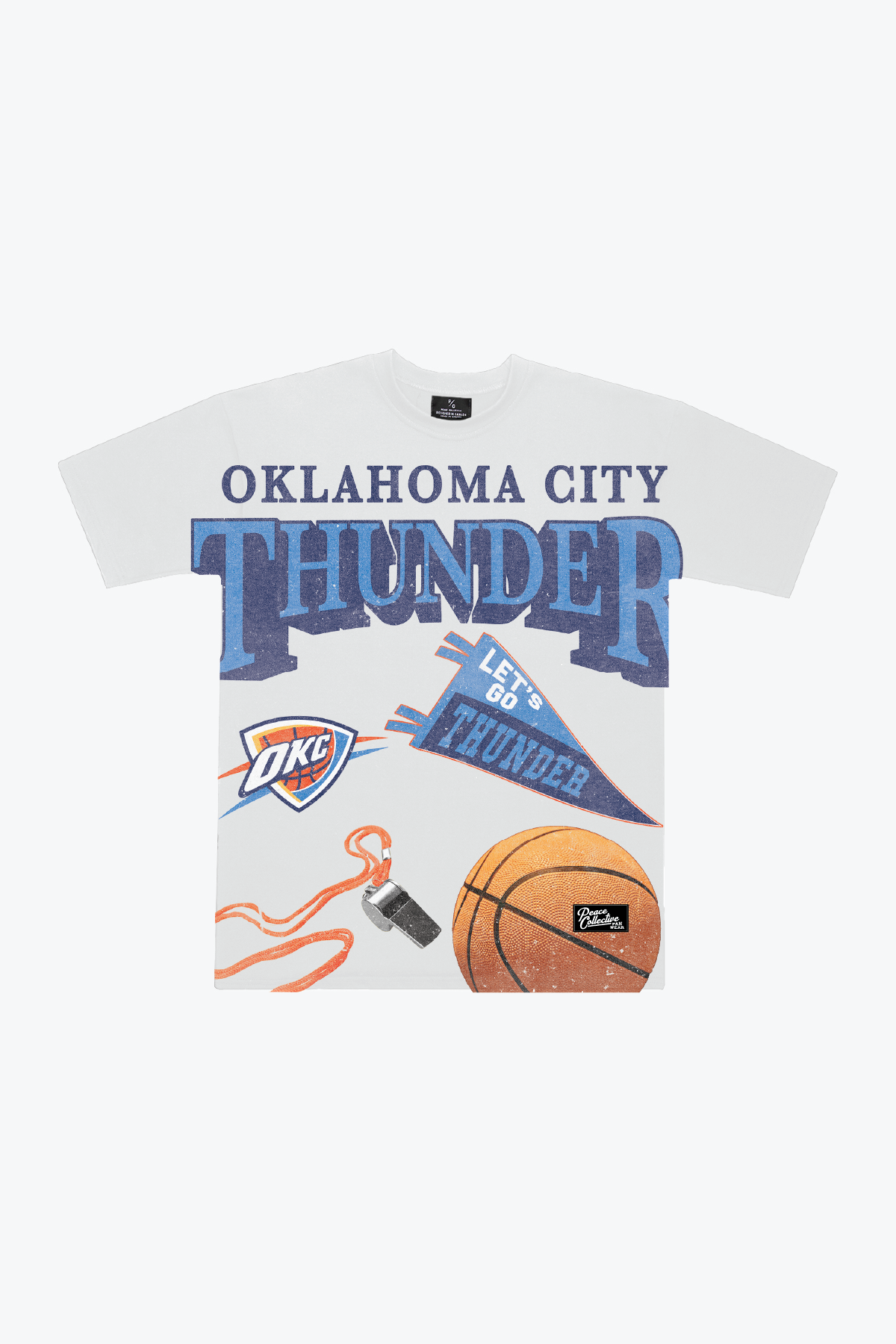 Oklahoma City Thunder Vintage Clubhouse: 90's Icon Heavyweight T-Shirt - White