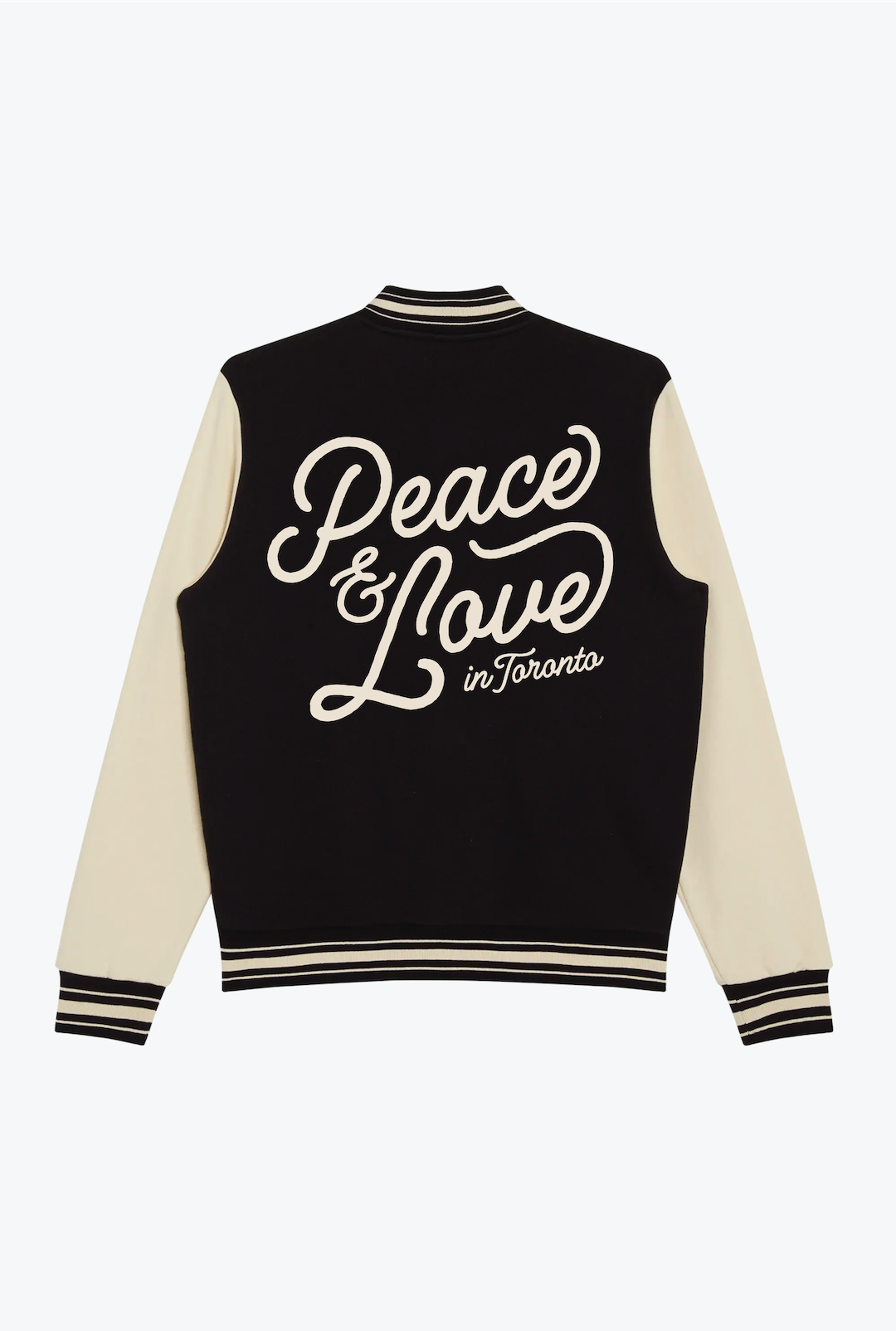 Peace & Love in Toronto Letterman Jacket - Black/Cream