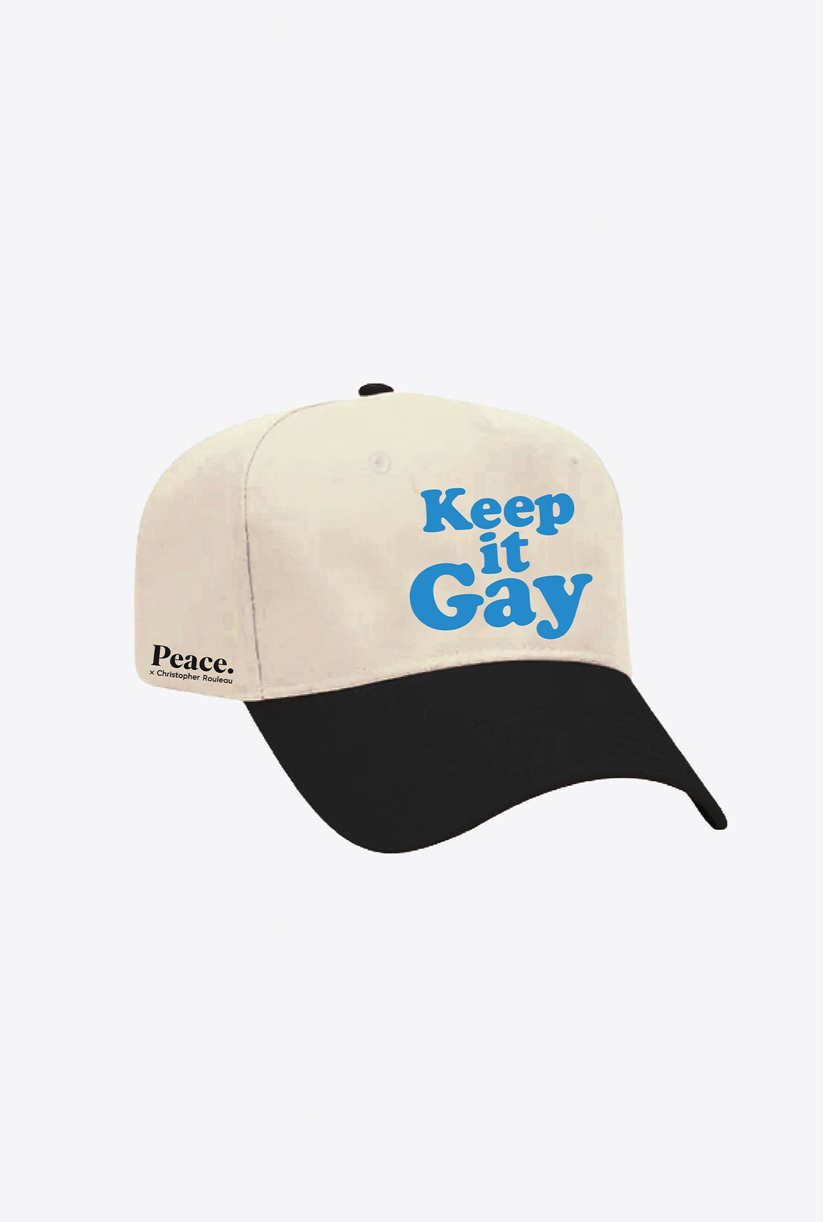 P/C x Christopher Rouleau: Keep It Gay A-Frame Cap - Ivory / Black