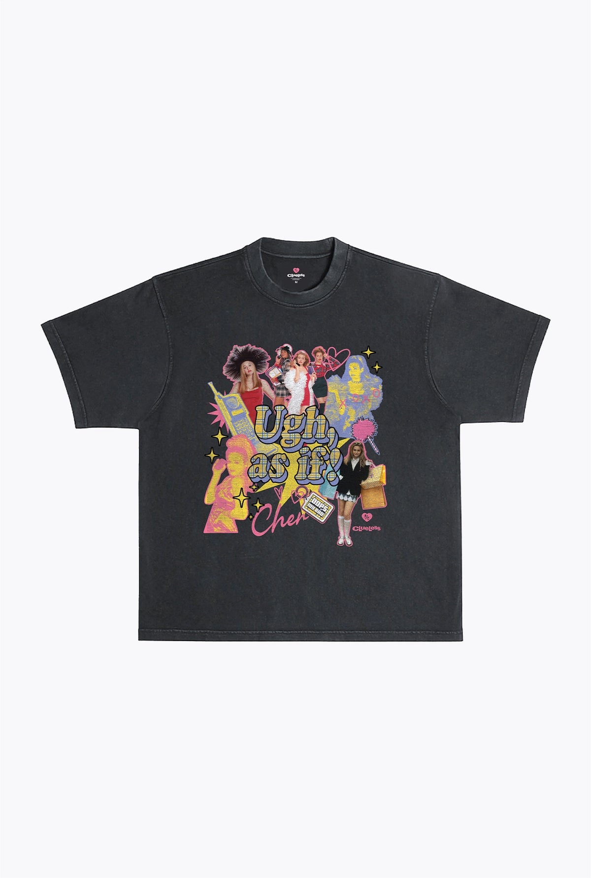P/C x Clueless Cher Collage Heavyweight Garment Dyed T-Shirt - Black
