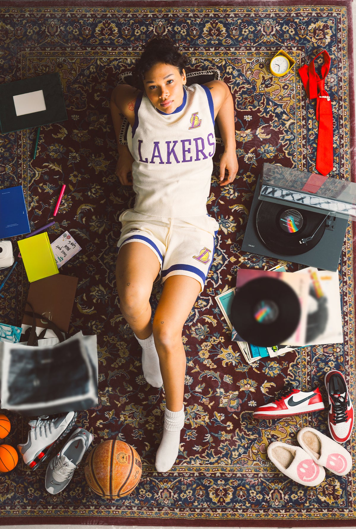 Short de basketball en maille Los Angeles Lakers - Ivoire