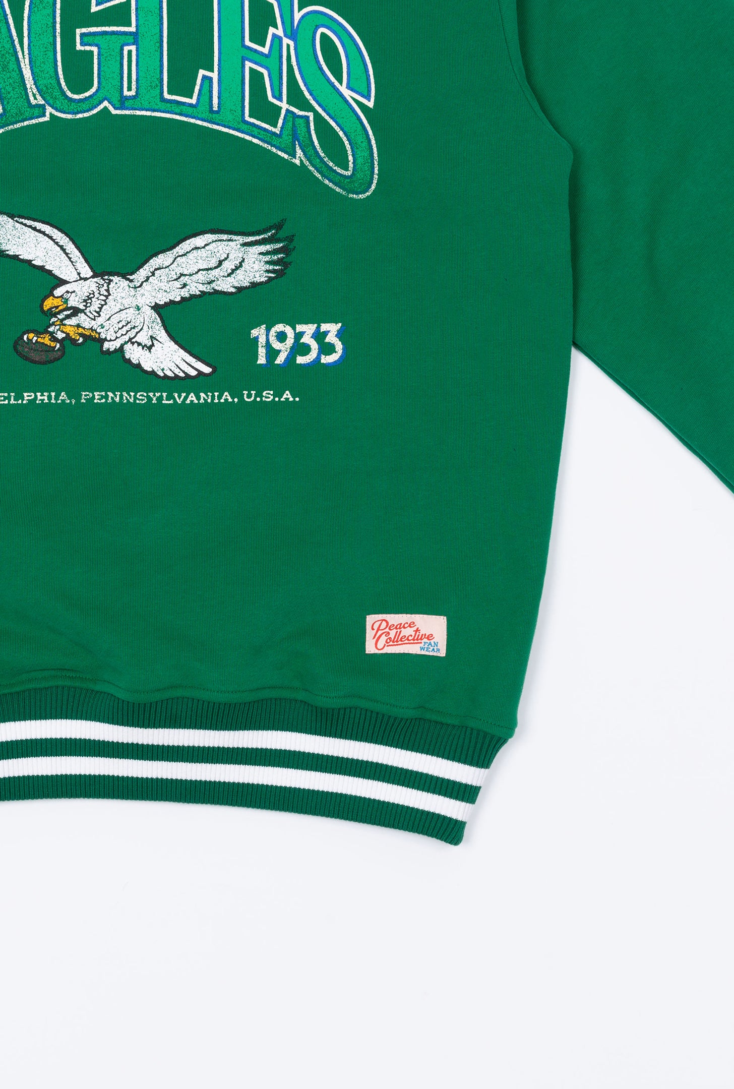Philadelphia Eagles Vintage Striped Heavyweight Crewneck - Kelly Green
