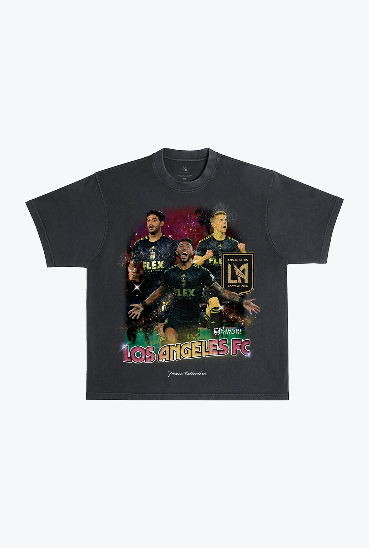 Los Angeles FC Vintage Player Schweres pigmentgefärbtes T-Shirt – Schwarz