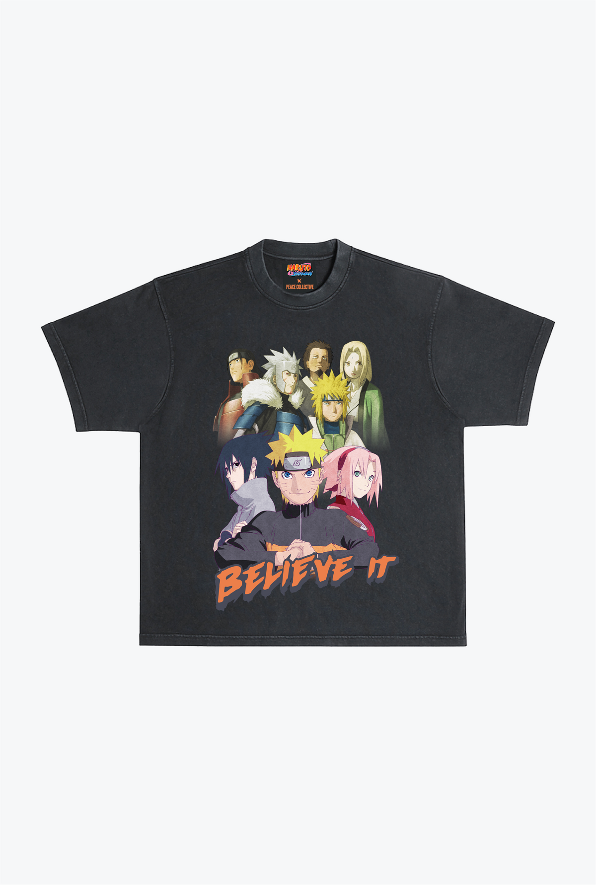 P/C x Naruto Heavyweight Garment Dyed T-Shirt - Black
