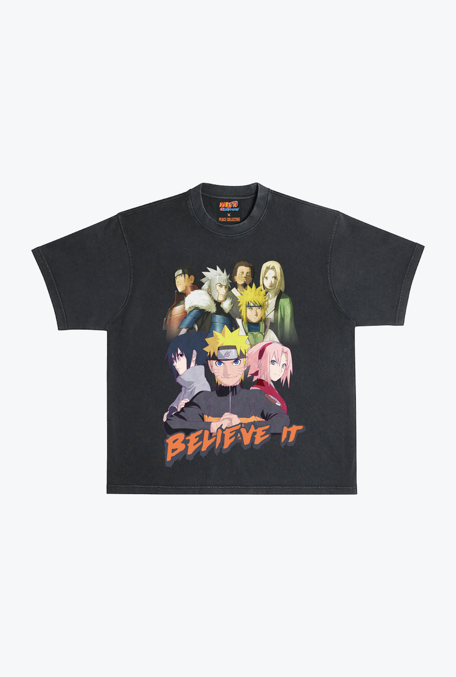 P/C x Naruto Heavyweight Garment Dyed T-Shirt - Black