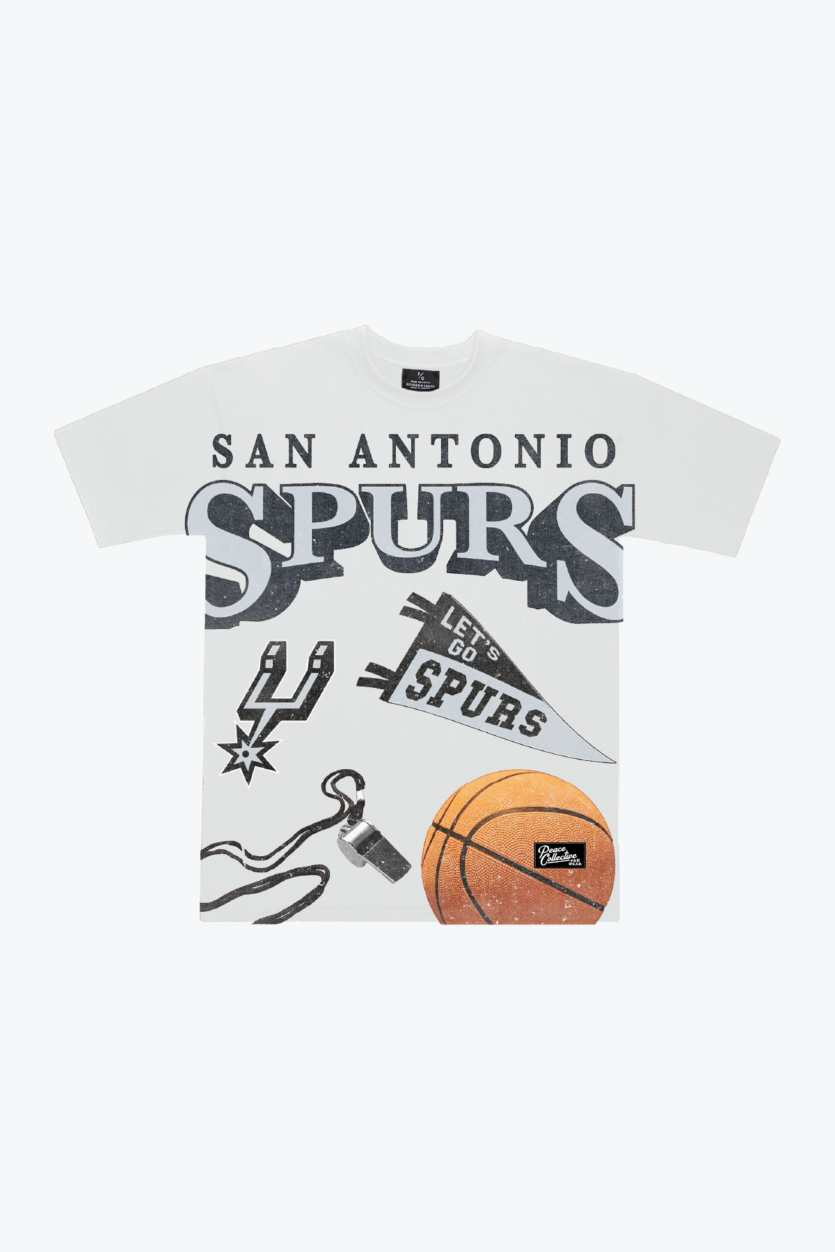 San Antonio Spurs Vintage Clubhouse: 90's Icon Heavyweight T-Shirt - White