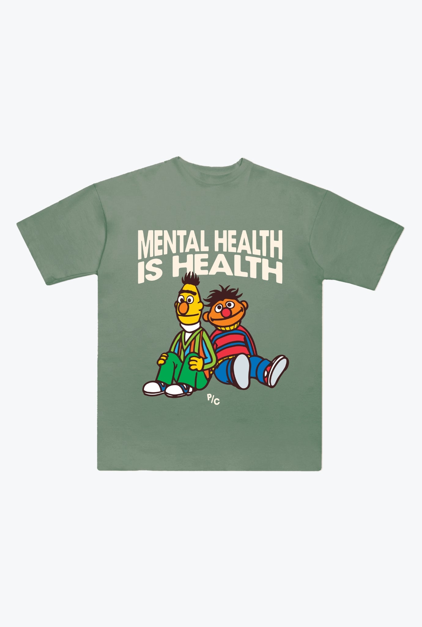 Sesame Street Mental Health Heavyweight T-Shirt - Sage Green