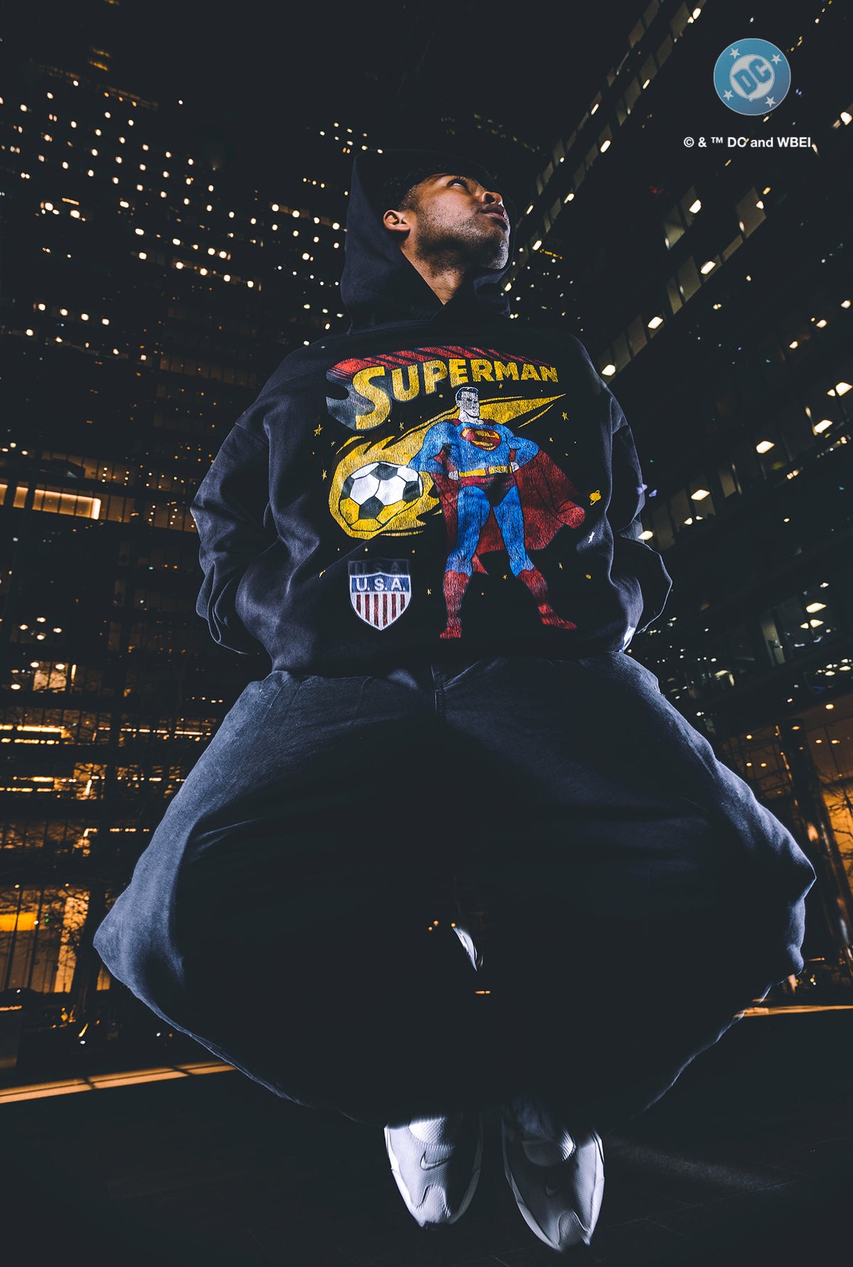 US Soccer x DC Comics Superman Comet Relaxed Hoodie - Schwarz