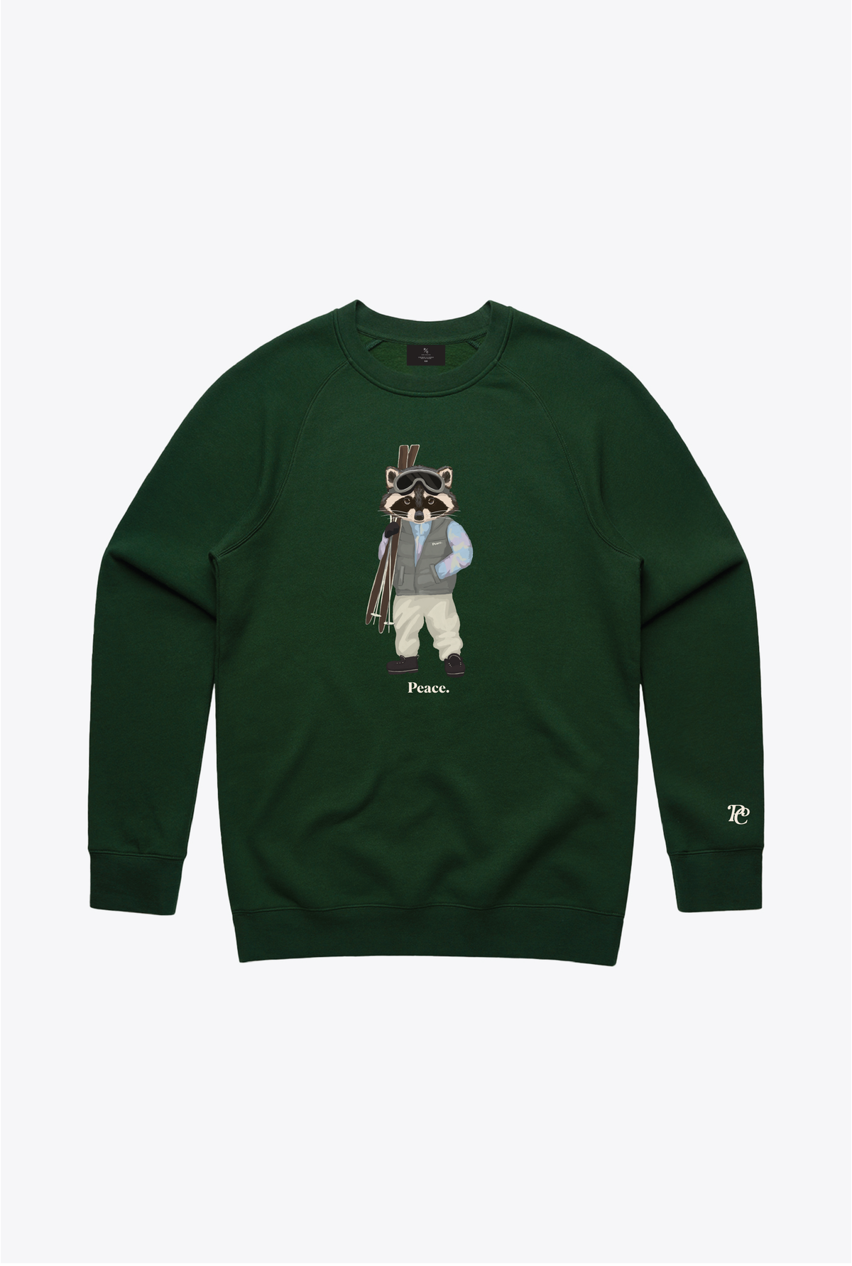 Skiing Trash Teddy Crewneck - Forest Green