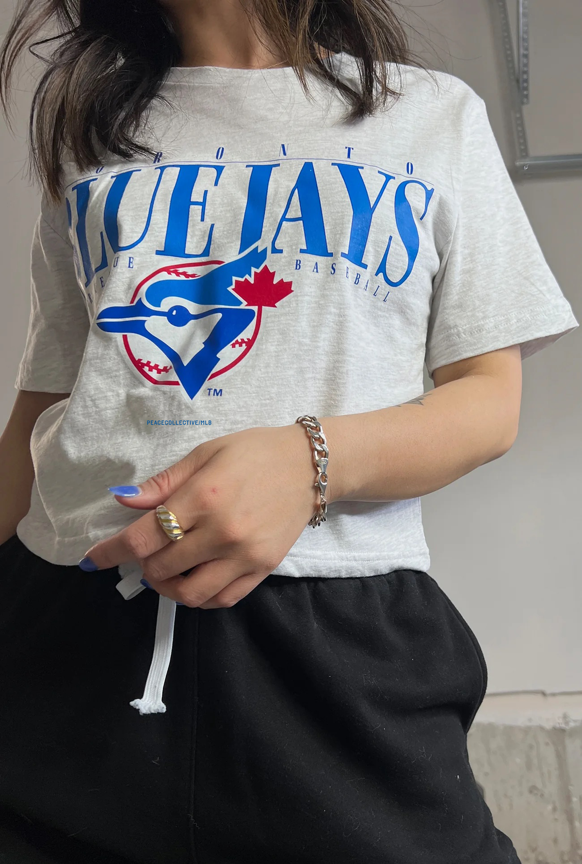 Toronto Blue Jays Cropped T-Shirt - Ash