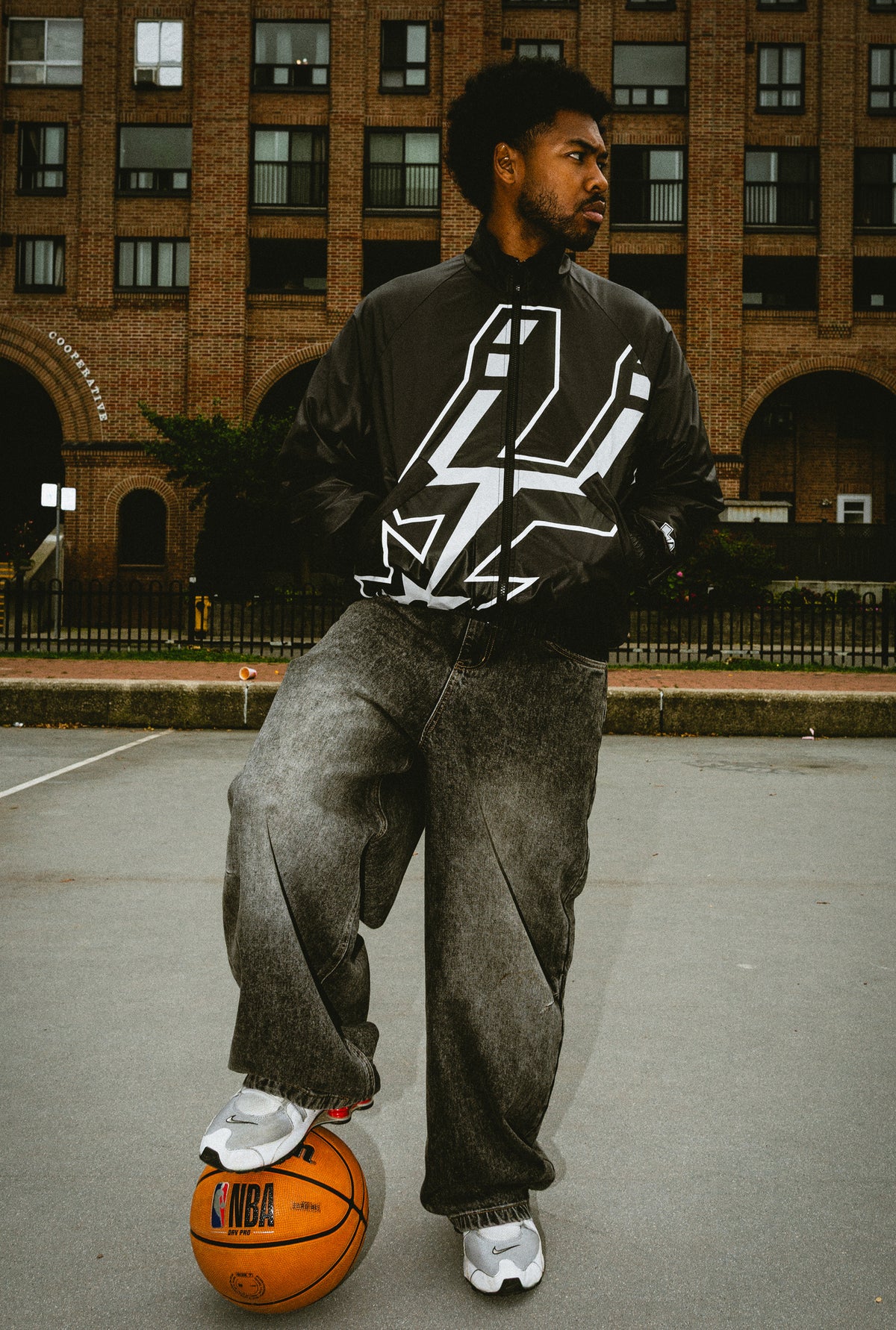 San Antonio Spurs AOP Windbreaker Jacket - Black