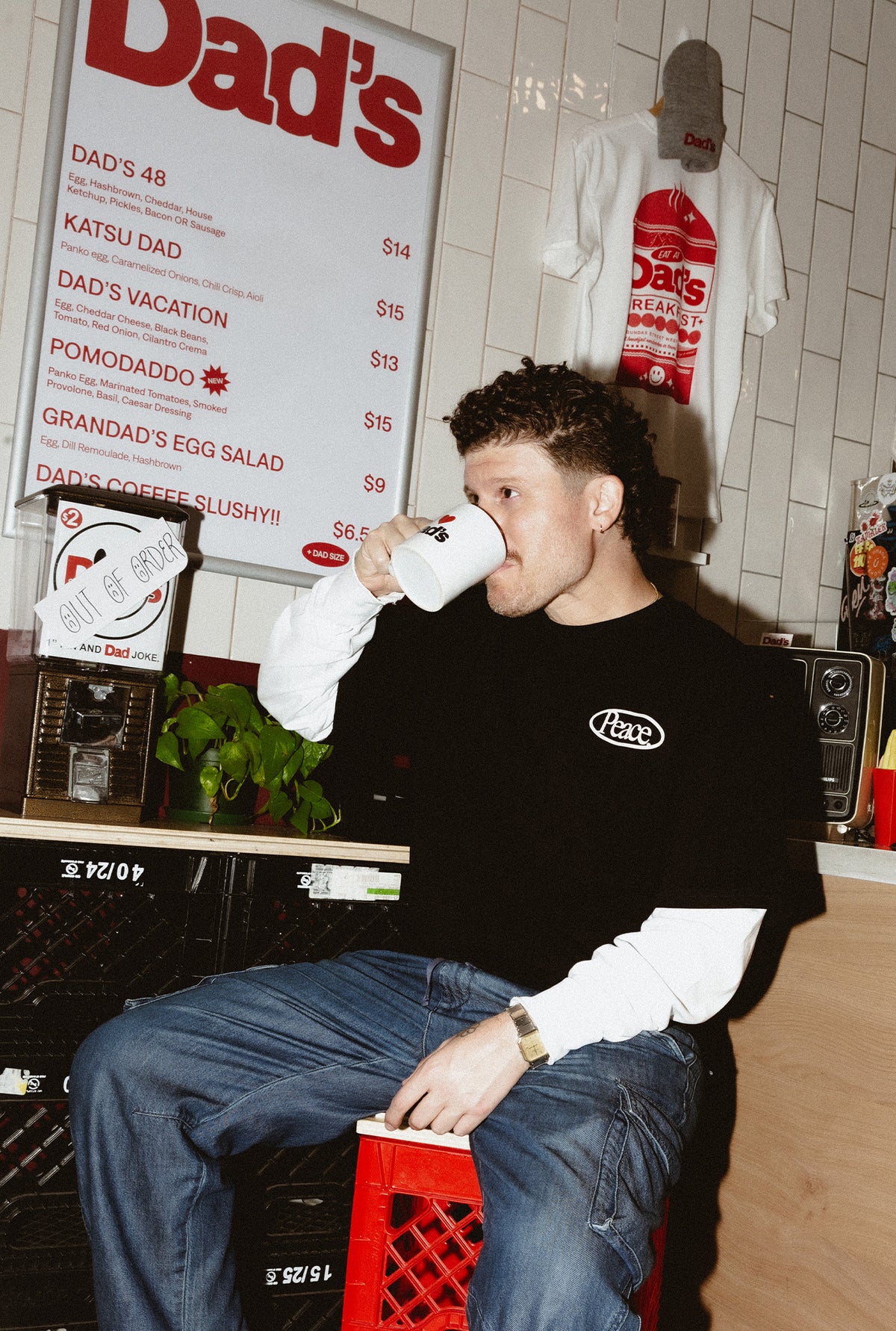Peace Heavyweight Double Layered T-Shirt - Off Black