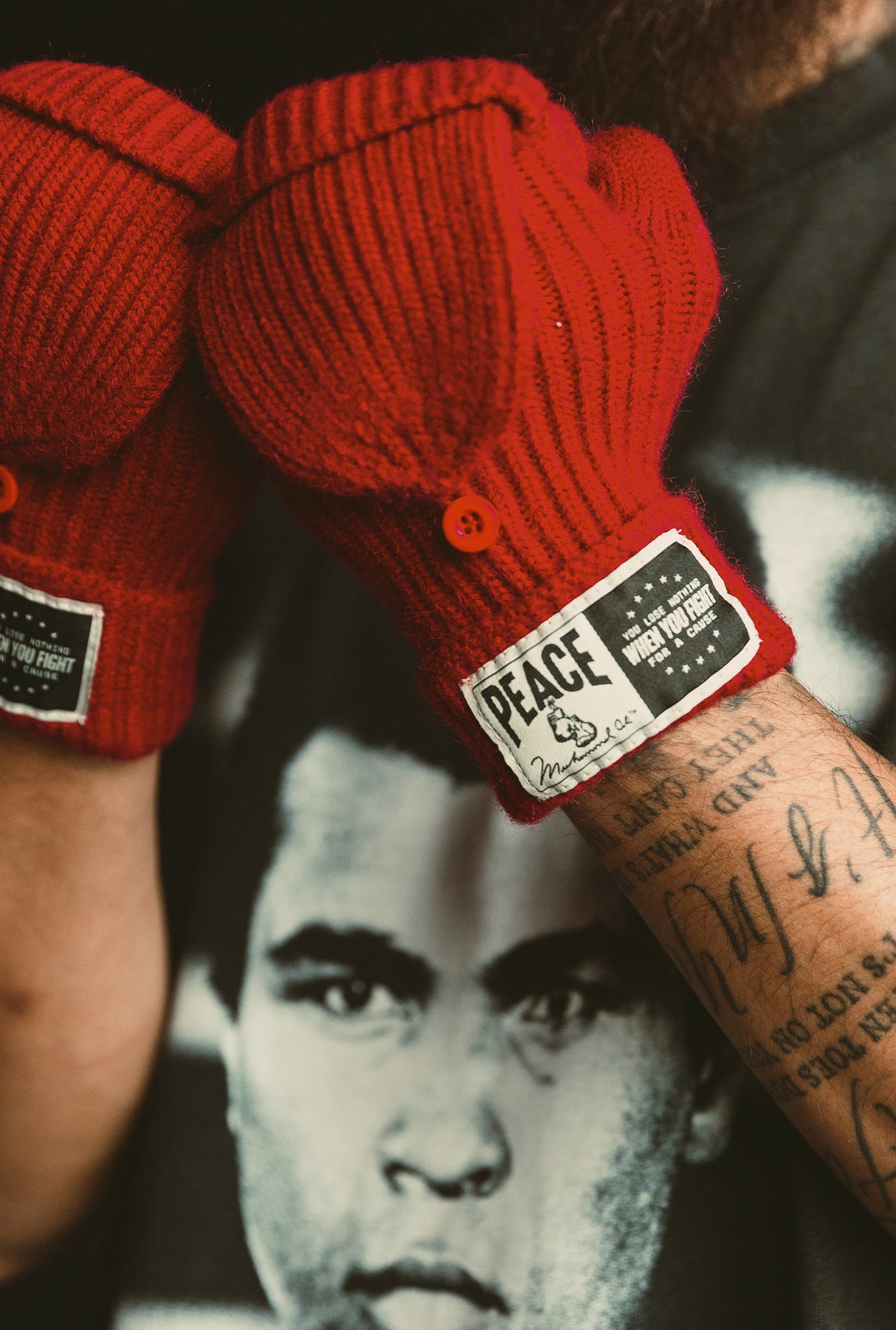 P/C x Muhammad Ali Fold Over Knit Mittens - Red