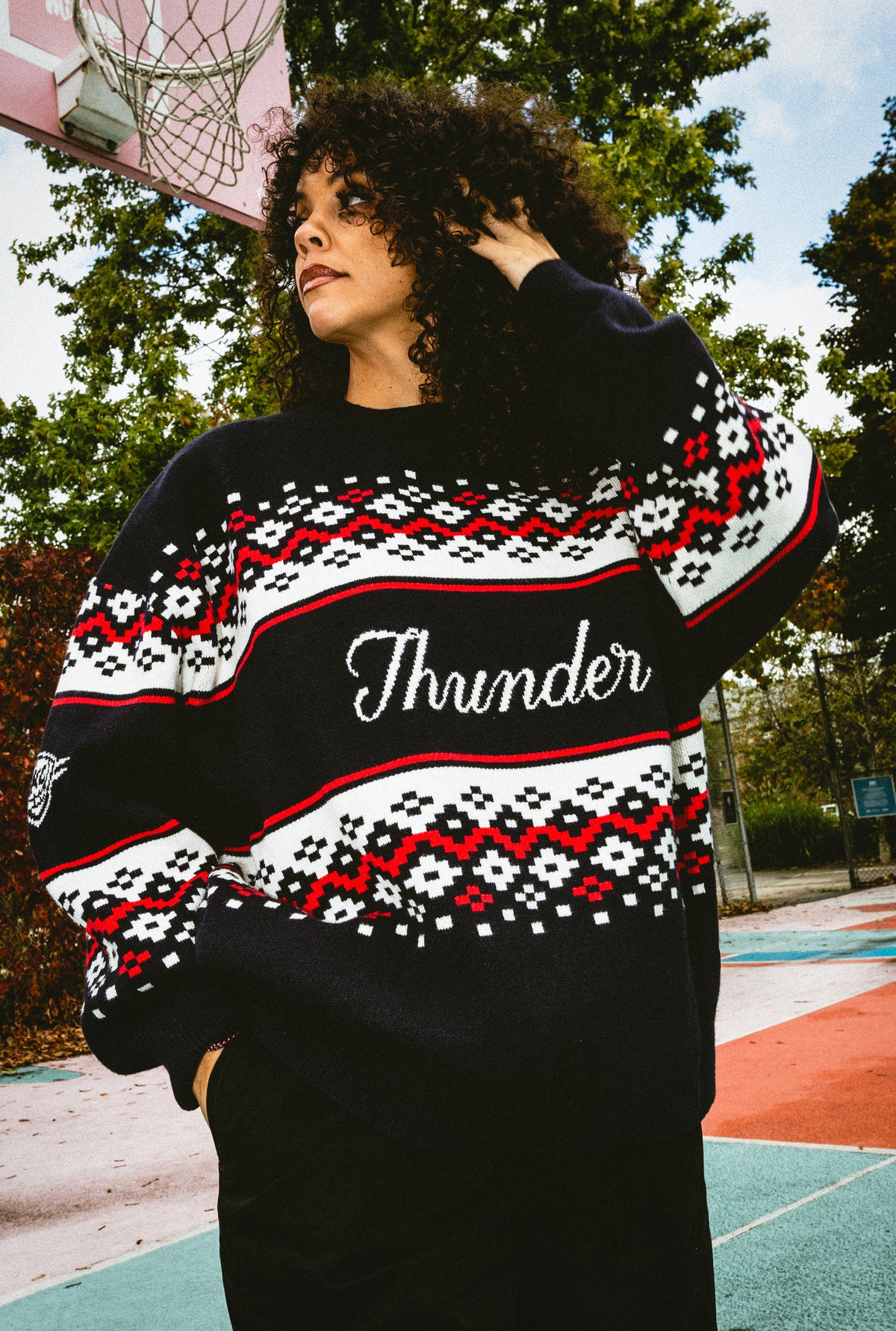 Oklahoma City Thunder Vintage Clubhouse Fairisle Knit Sweater - Navy