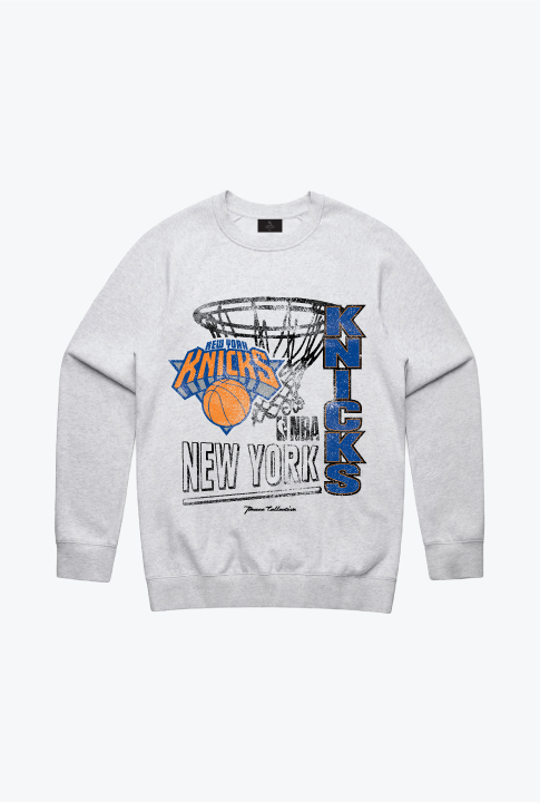 New York Knicks Basketball Net Crewneck - Ash