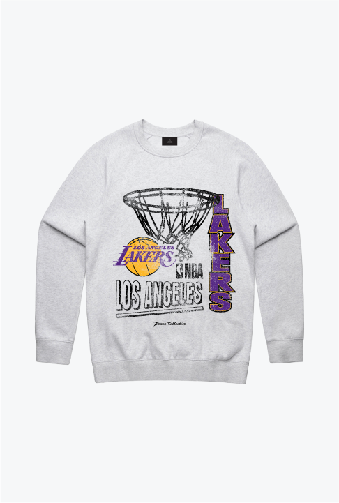Los Angeles Lakers Basketball Net Crewneck - Ash 