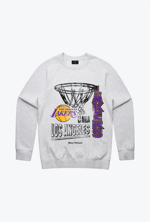 Los Angeles Lakers Basketball Net Crewneck - Ash