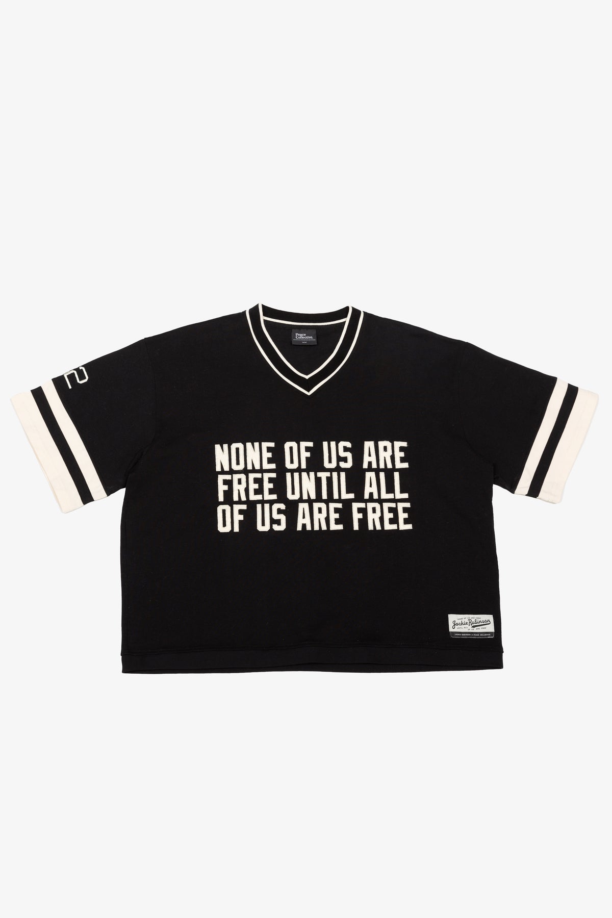 P/C x Jackie Robinson Heavyweight V-Neck T-Shirt - Black