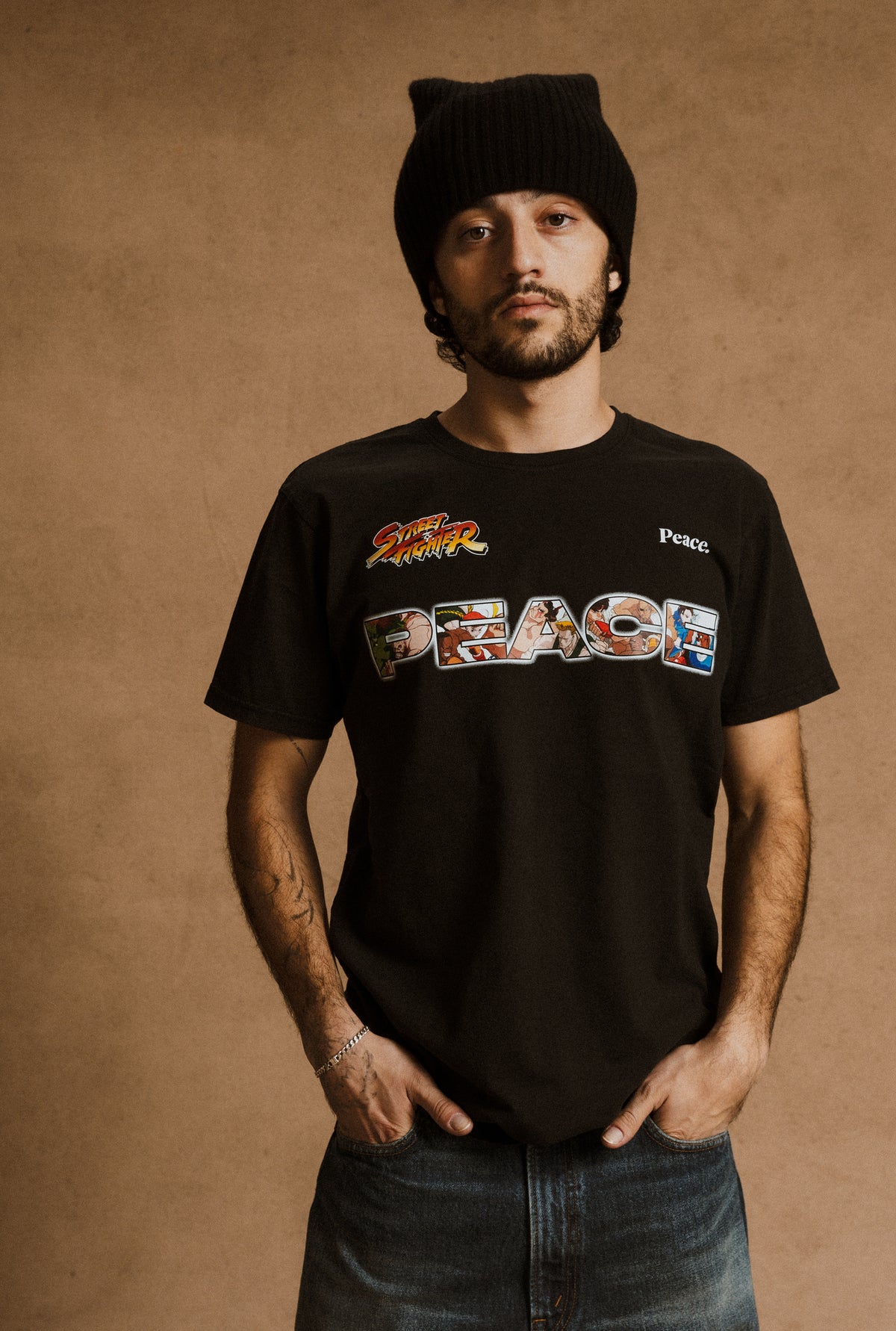 Peace Street Fighter Character Premium T-Shirt - Black
