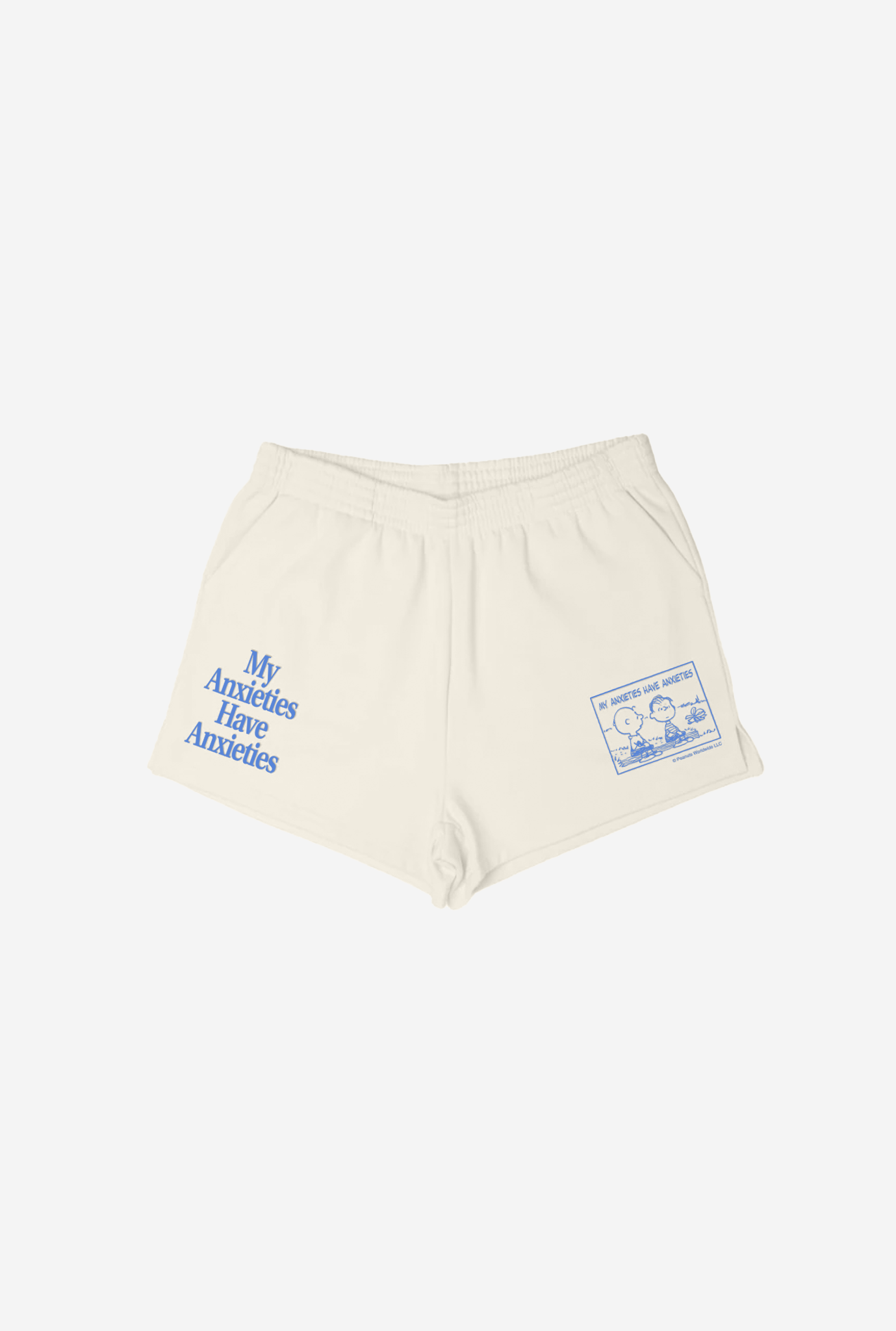 Peanuts My Anxieties Have Anxieties Women's Fleece Shorts - Ivory