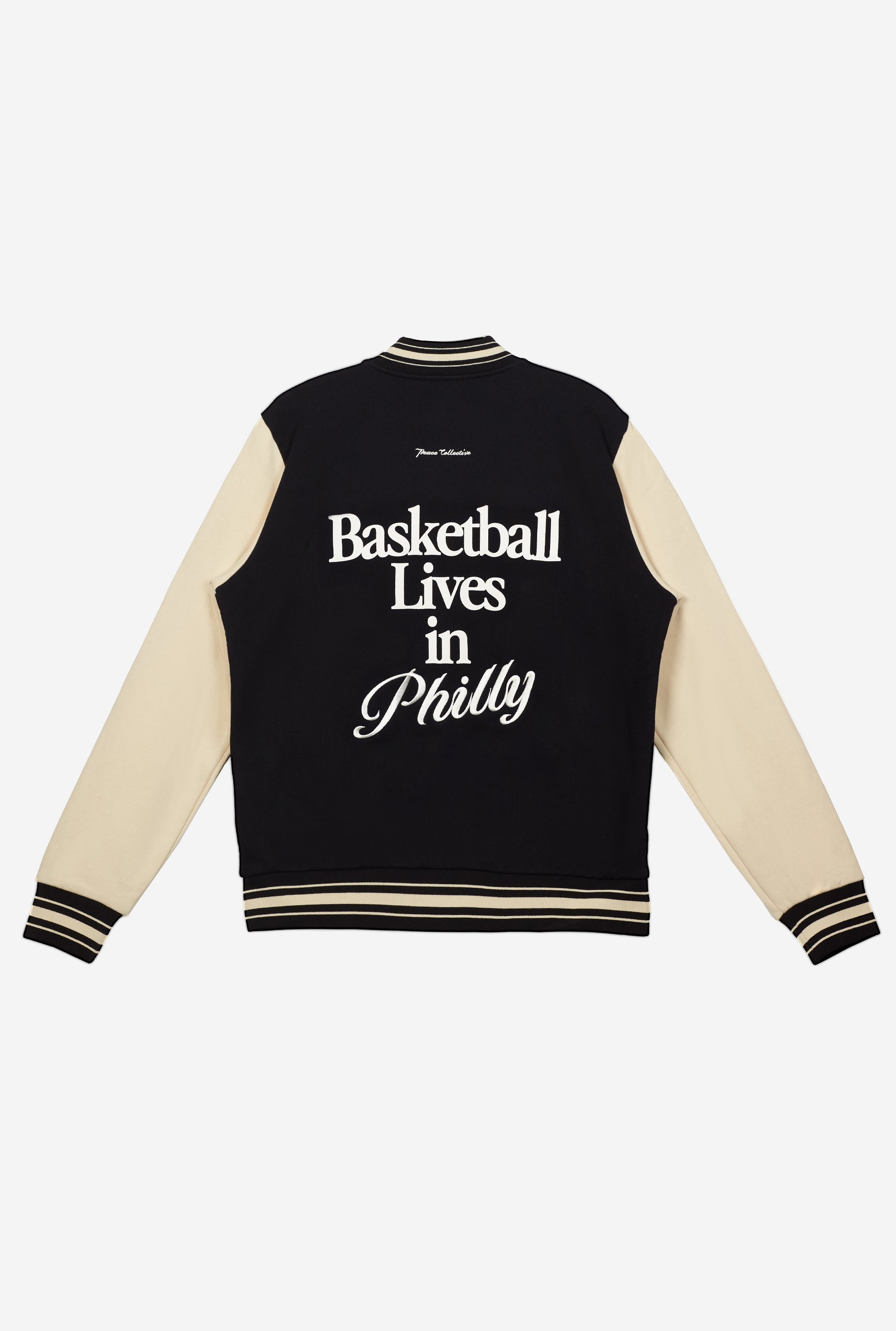 Basketball Lives in Philly Letterman Jacket - Black/Cream