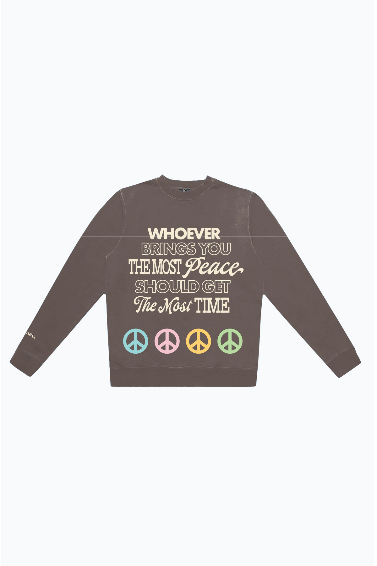 Bring Peace Pigment Dye Crewneck - Espresso